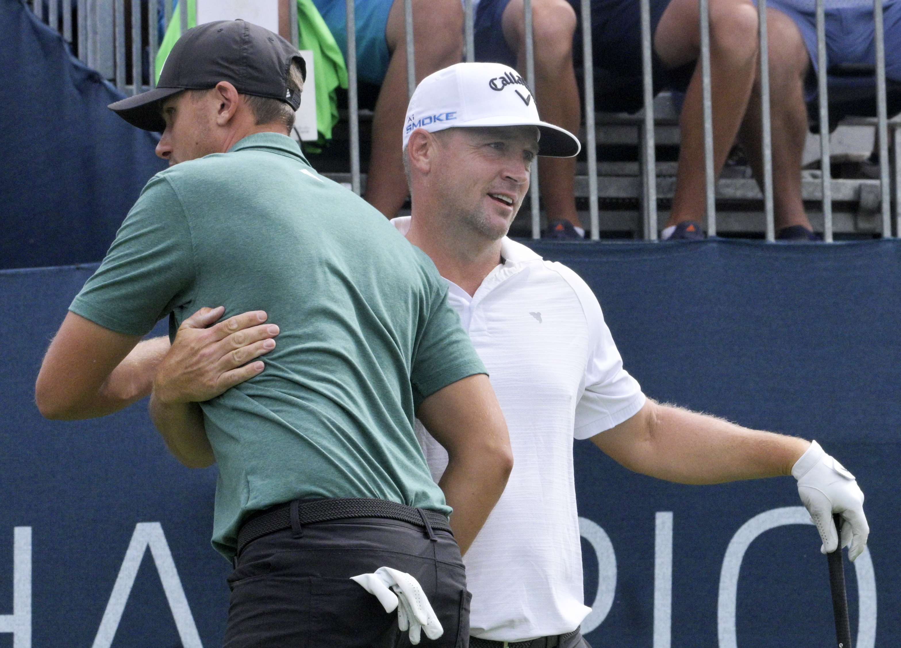 Swedes Ludvig Aberg and Alex Loren before they head out on the course at the first tee at the BMW Championship on Sunday, August 25, 2024. They just happened to be paired together as being in 3rd and 4th place at the beginning of the day.