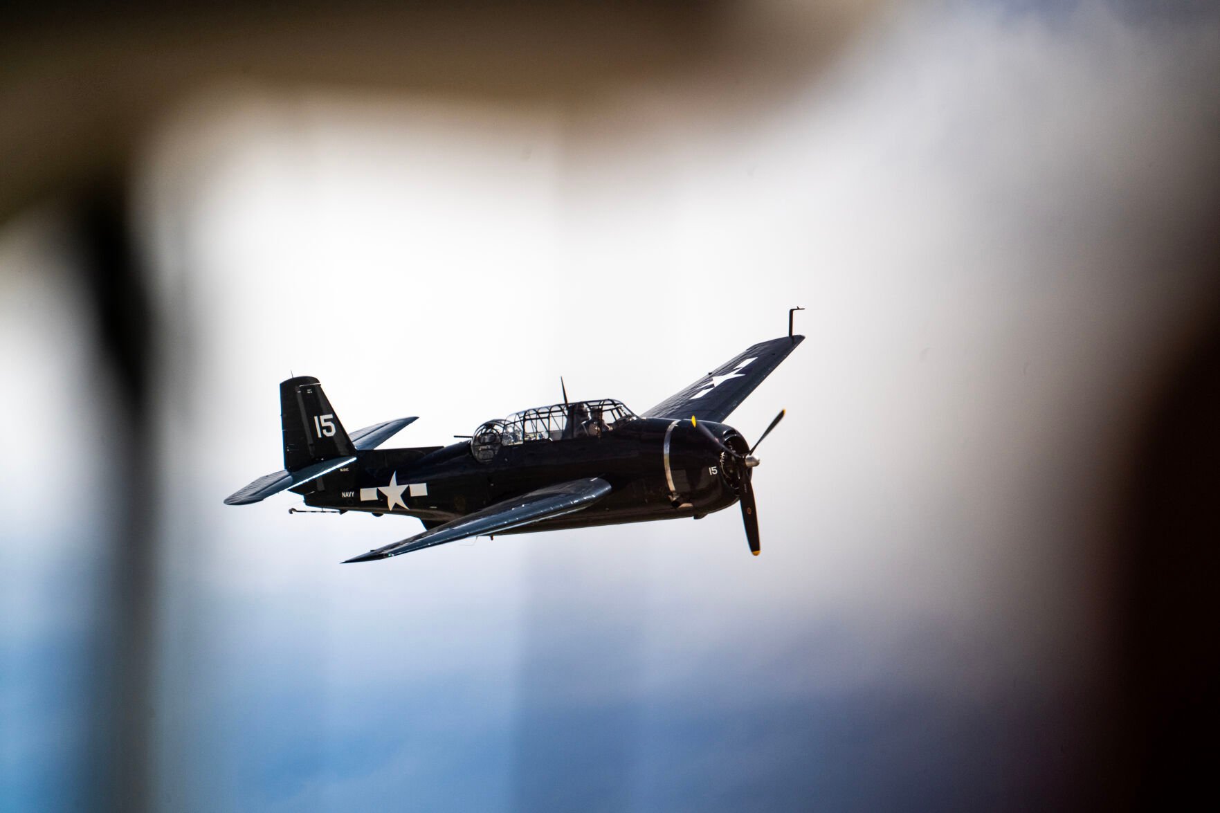 A TBM-3E Avenger flies in the bomber parade at the Pikes Peak Regional Airshow at the Colorado Springs Airport on Saturday, Aug. 17, 2024. (Parker Seibold, The Gazette) (Parker Seibold, The Gazette)