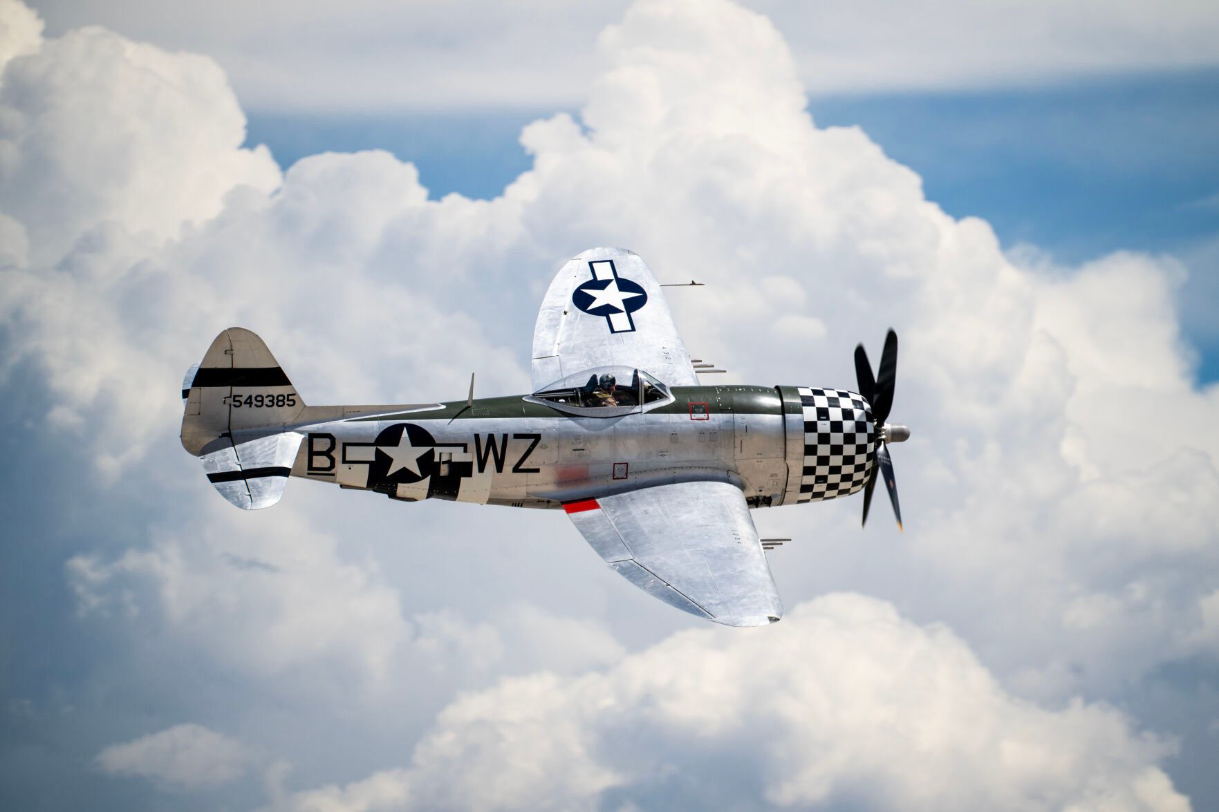 A Republic P-47D-40 Thunderbolt flies at the Pikes Peak Regional Airshow at the Colorado Springs Airport on Saturday, Aug. 17, 2024. (Parker Seibold, The Gazette) (Parker Seibold, The Gazette)