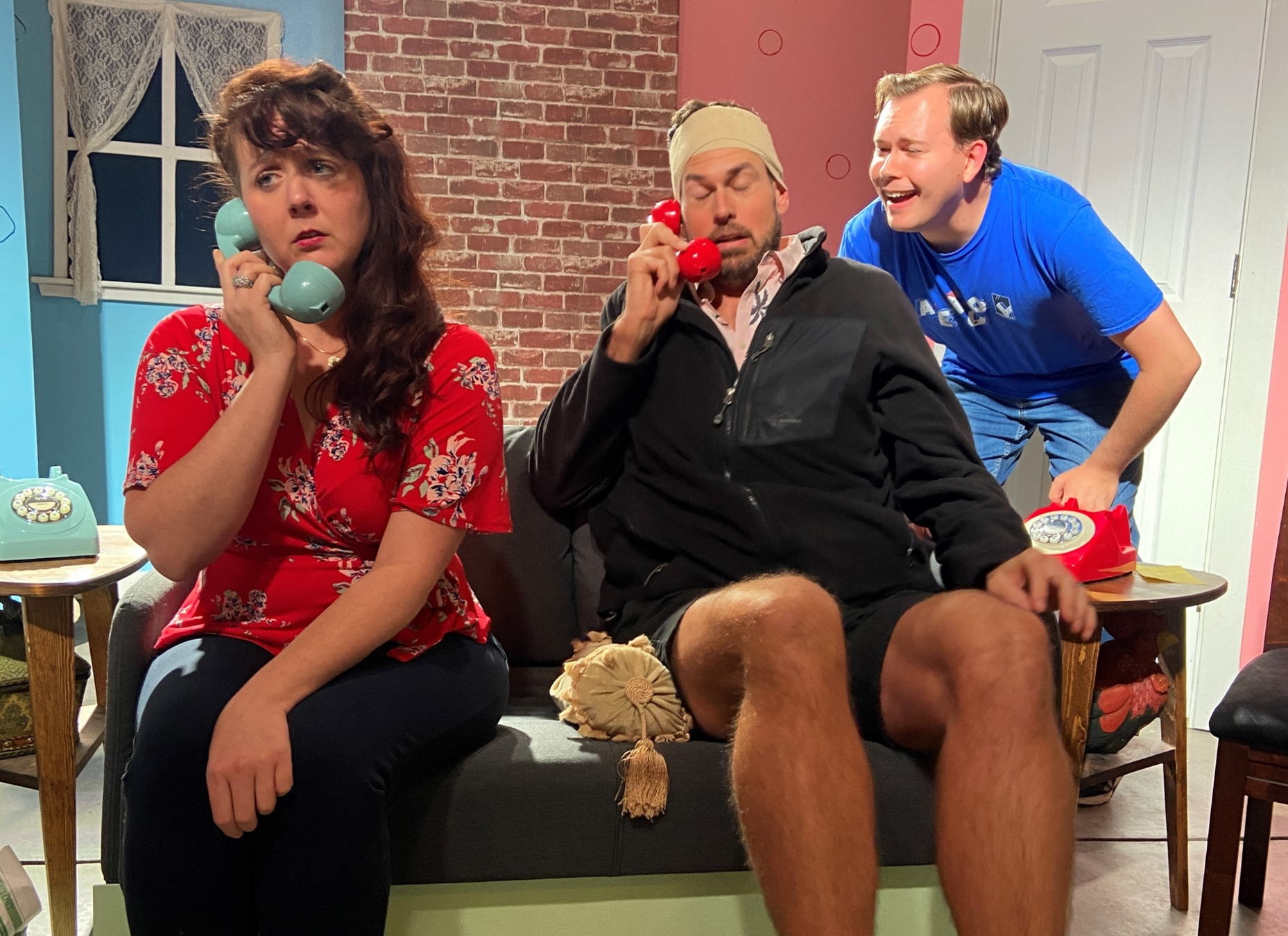 A rehearsal photo for the new Shark Box Theatre's upcoming production 