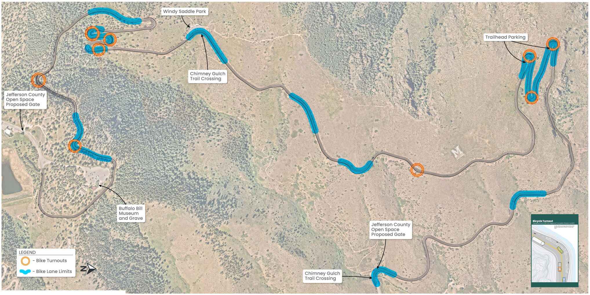 A map of Lookout Mountain Road west of Golden, Colorado. (Courtesy, Jefferson County)