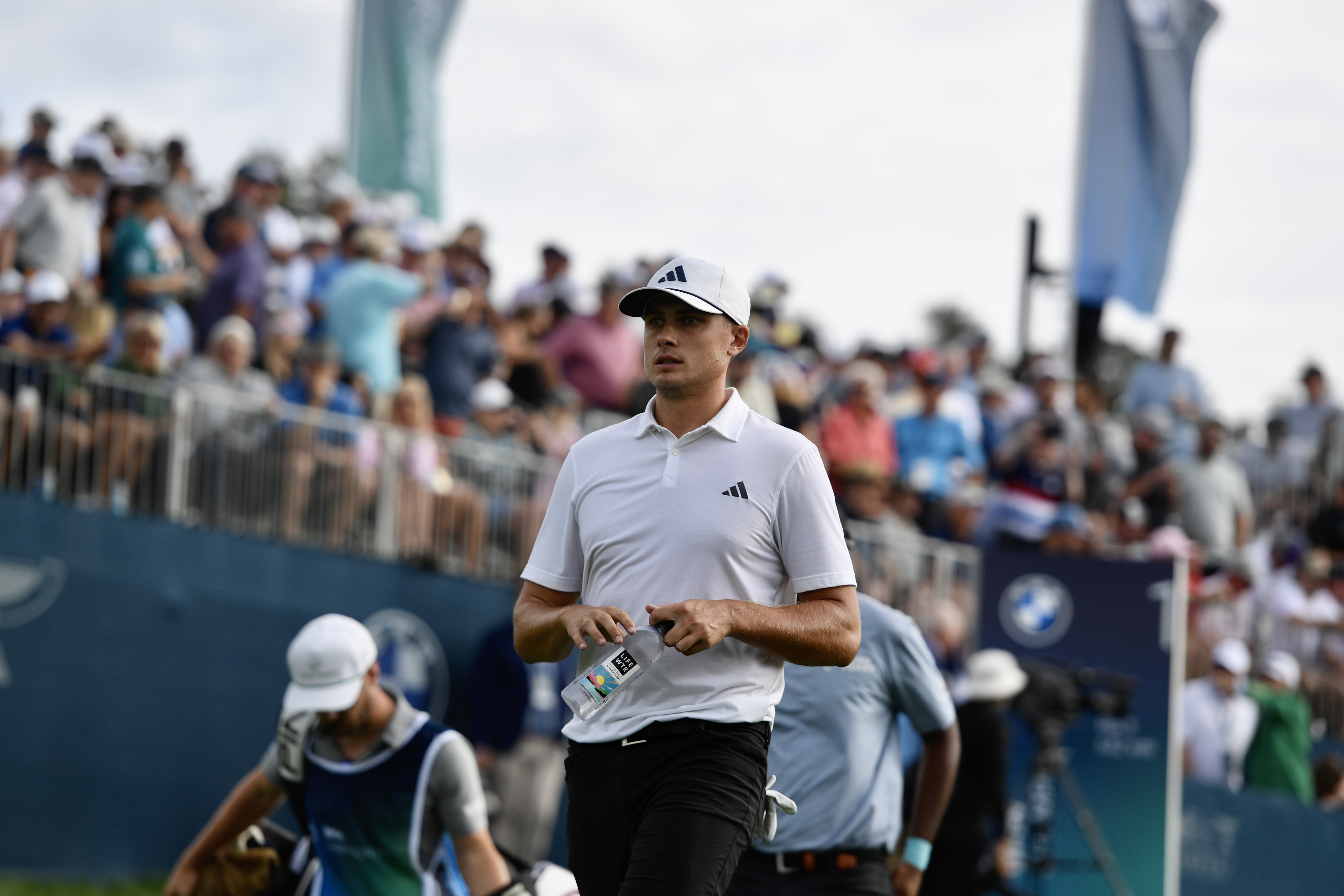 Ludvig Aberg walks off the first tee at Castle Pines Golf Club during the first round of the BMW Championship on Thursday, Aug. 22, 2024. (CarsonFieldcarson.field@gazette.comhttps://secure.gravatar.com/avatar/c524ef3d384945349bed78d70eb2d2cd?d=mm&r=g)
