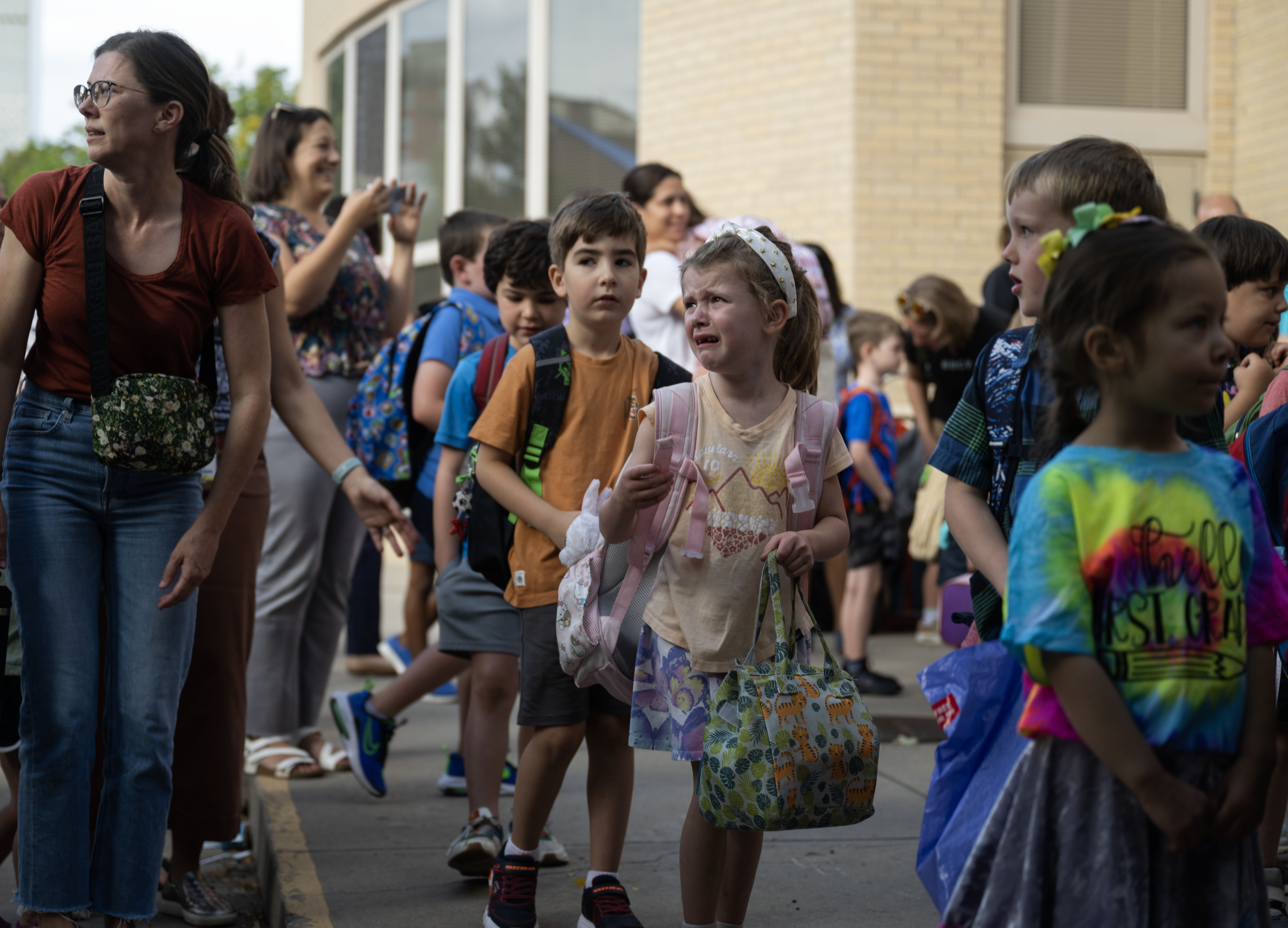 FILE PHOTO: Kids cry as they say goodbye to their parents on the first day of school at Polaris Elementary School in Denver on Monday, Aug. 19, 2024. (Stephen Swofford, Denver Gazette) (StephenSwoffordPhotographerstephen.swofford@gazette.comhttps://secure.gravatar.com/avatar/1ddcaf11c5d70eaa58546ddc4e038687?d=mm&r=g)