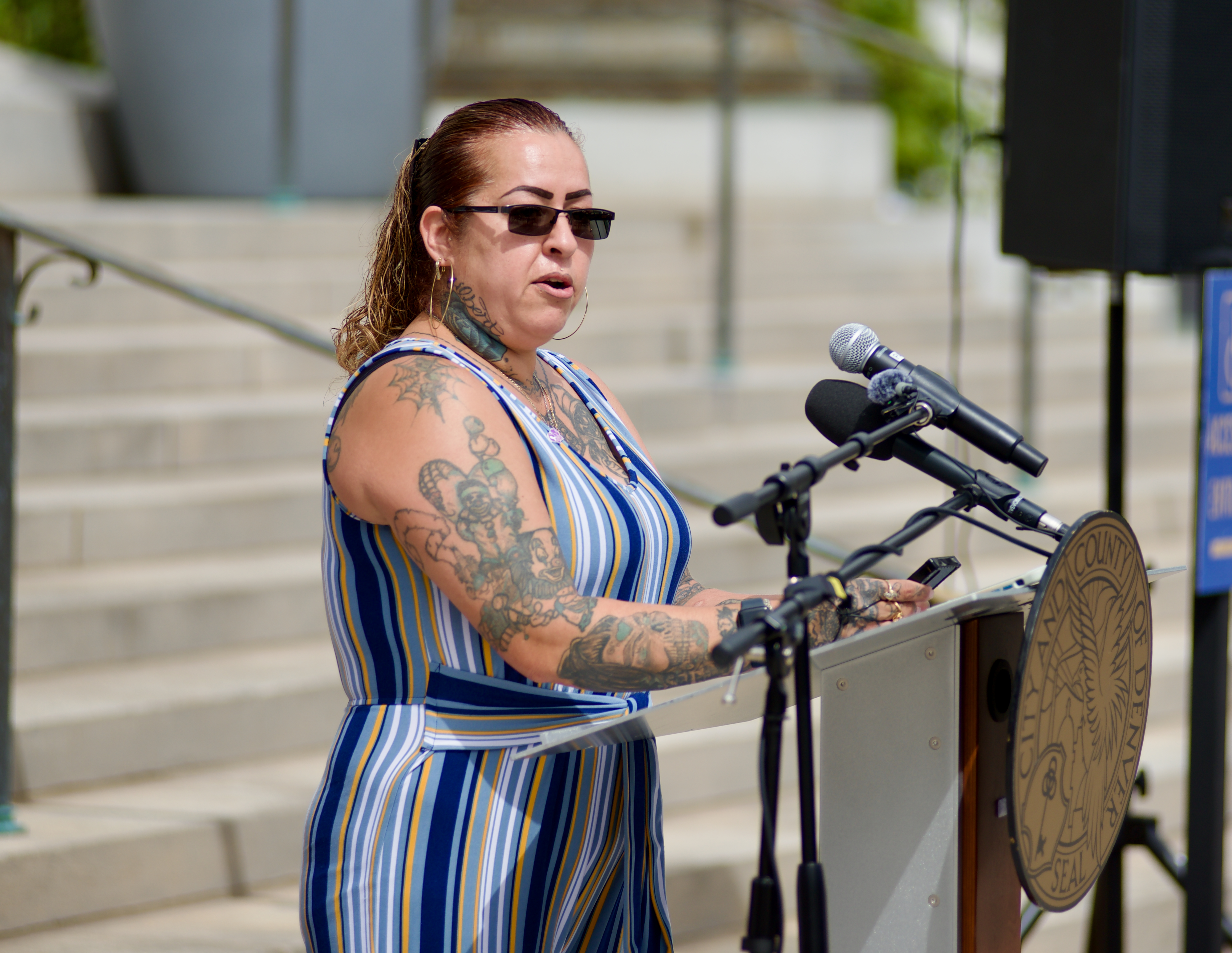 Rica Rodriguez, the director of Promotores de Esperanza, delivers remarks to a small crowd, speaking to her organization's work in reducing overdoses citywide. (Alex Edwards/The Denver Gazette) (AlexanderEdwardsBusiness Reporteralex.edwards@gazette.comhttps://secure.gravatar.com/avatar/dbaa50cc8a9183e280c297e3afa72ace?d=mm&r=g)