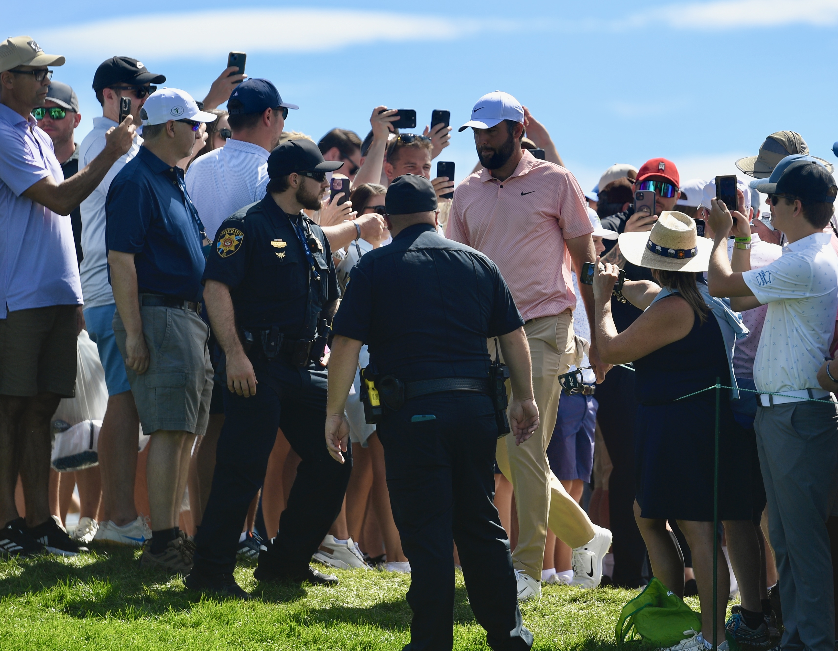 Scottie Scheffler walks up to the first tee at Castle Pines Golf Club during the second round of the BMW Championship on Friday, Aug. 23, 2024. (CarsonFieldcarson.field@gazette.comhttps://secure.gravatar.com/avatar/c524ef3d384945349bed78d70eb2d2cd?d=mm&r=g)