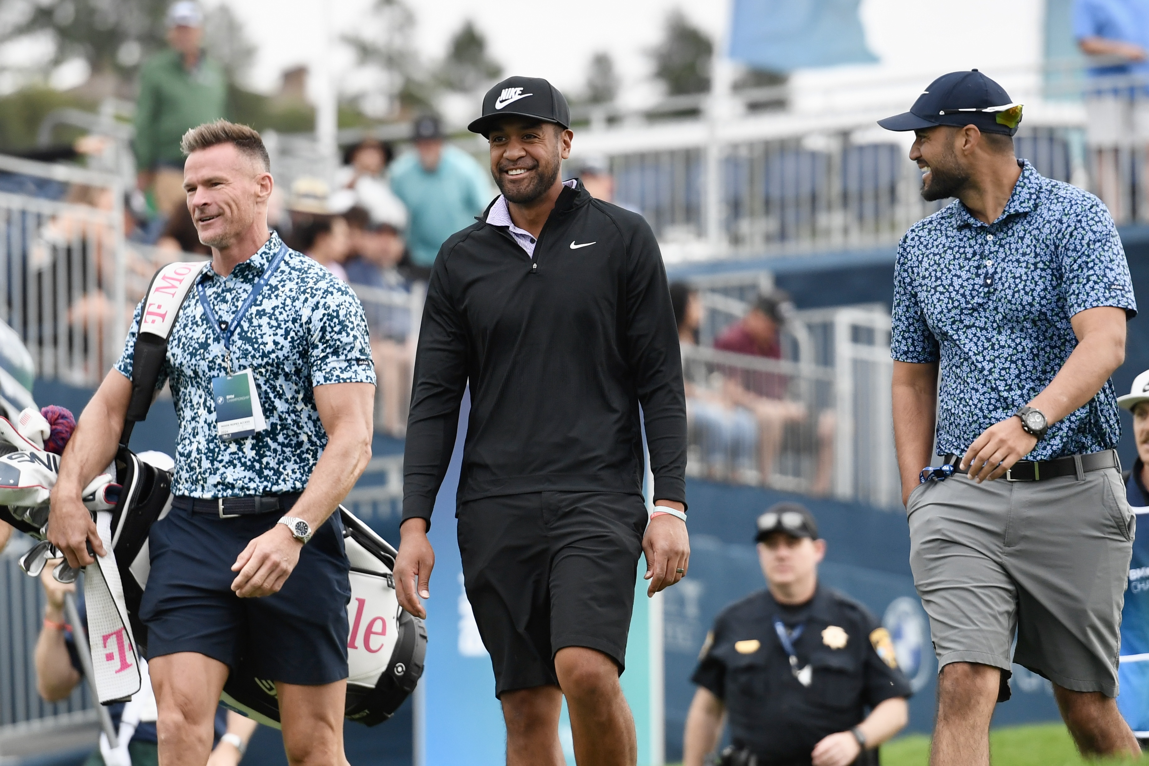 Tony Finau smiles after stepping off the first tee at Castle Pines Golf Club at Wednesday's BMW Championship pro-am on Aug. 21, 2024. (Carson Field, The Gazette) (CarsonFieldcarson.field@gazette.comhttps://secure.gravatar.com/avatar/c524ef3d384945349bed78d70eb2d2cd?d=mm&r=g)