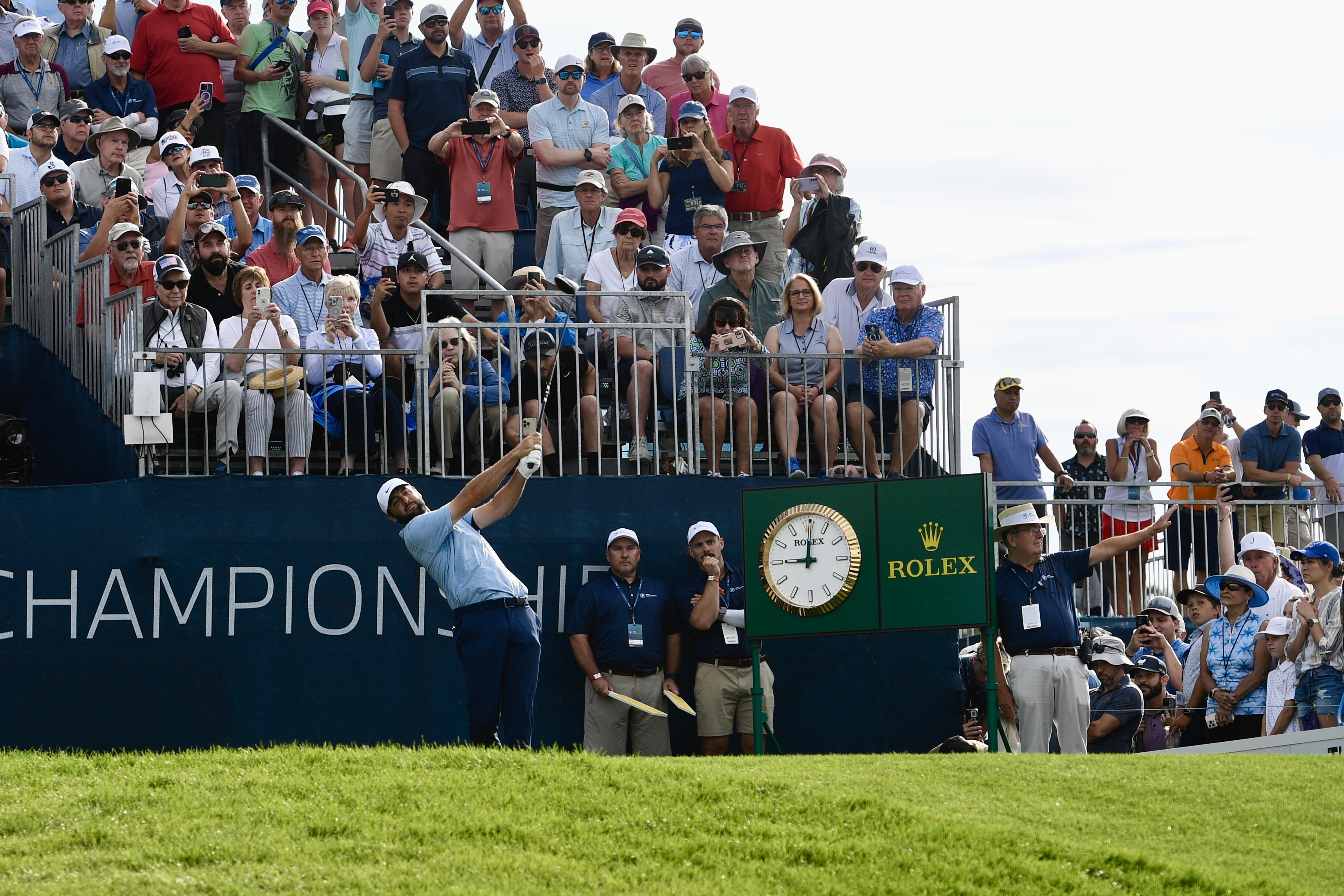 Scottie Scheffer hits a tee shot at Castle Pines Golf Club during the first round of the BMW Championship on Thursday, Aug. 22, 2024. (CarsonFieldcarson.field@gazette.comhttps://secure.gravatar.com/avatar/c524ef3d384945349bed78d70eb2d2cd?d=mm&r=g)