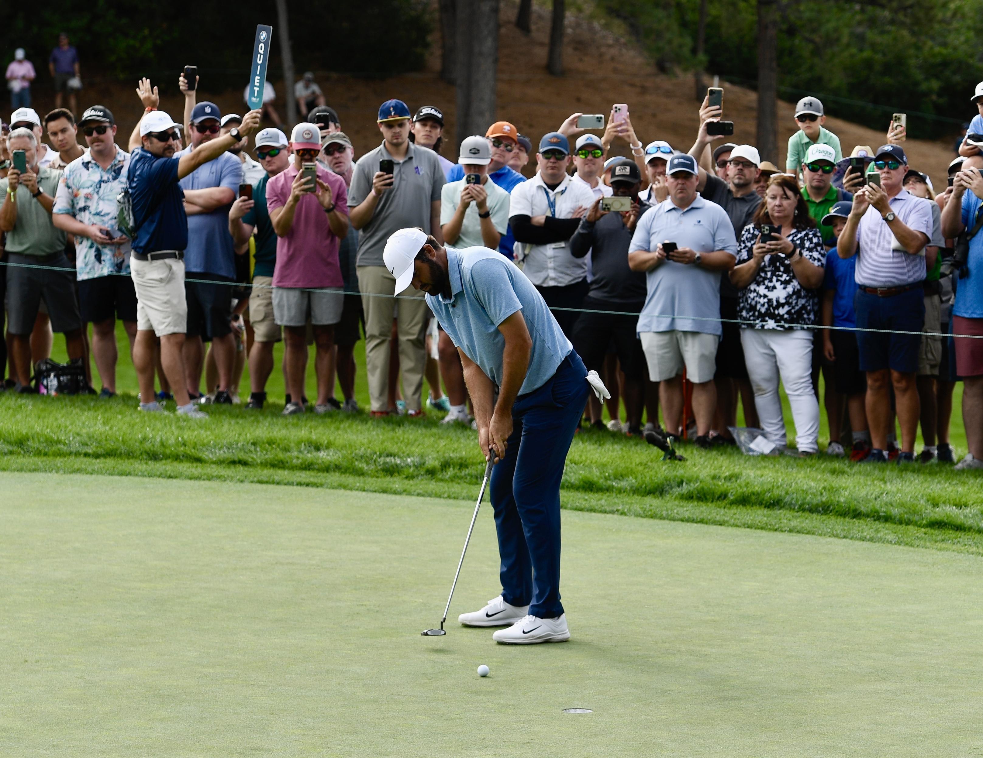 Scottie Scheffler putts at Castle Pines Golf Club during the first round of the BMW Championship on Thursday, Aug. 22, 2024. (CarsonFieldcarson.field@gazette.comhttps://secure.gravatar.com/avatar/c524ef3d384945349bed78d70eb2d2cd?d=mm&r=g)