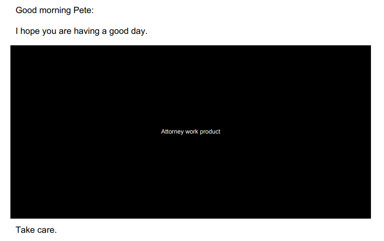 The Denver Gazette's records request netted 38 emails. In all, Aurora officials redacted all but the salutations in 35 emails between Peter Schulte, Aurora’s assistant city attorney, and the lawyer who represents CBZ Management.