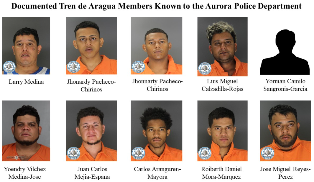 Aurora authorities have linked 10 people to the Venezuelan gang Tren de Aragua and arrested eight, the city said in a news release sent a day after the gang situation took center stage during the first presidential debate between Republican Donald Trump and Vice President Kamala Harris on Sept. 10, 2024. (Courtesy: Aurora Police Department)