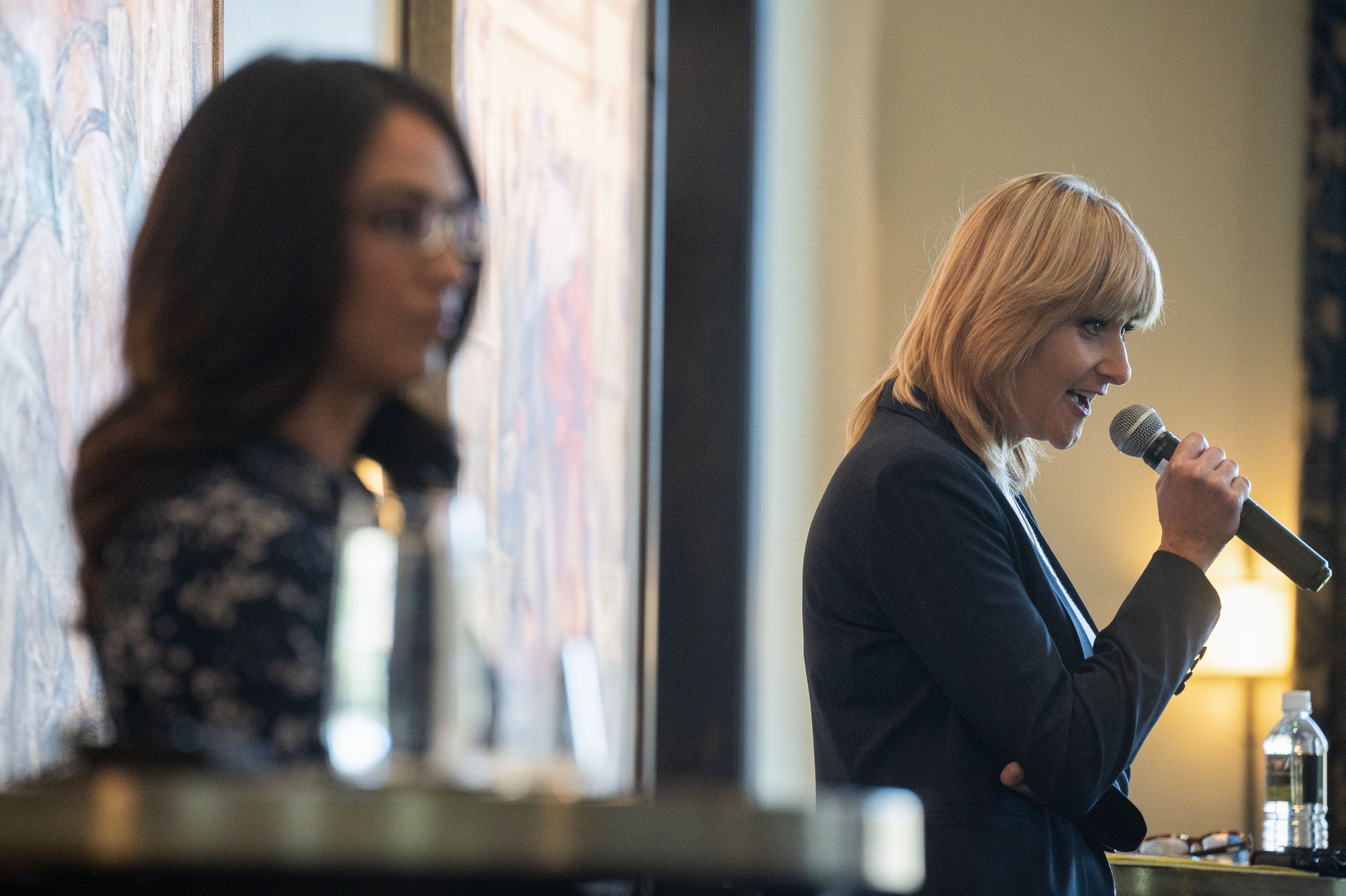 Trisha Calvarese, right, answers a question from the moderators during a debate with Lauren Boebert at The Club at Ravenna on Tuesday, Sept. 3, 2024. (Stephen Swofford, Denver Gazette) (StephenSwoffordPhotographerstephen.swofford@gazette.comhttps://secure.gravatar.com/avatar/1ddcaf11c5d70eaa58546ddc4e038687?d=mm&r=g)