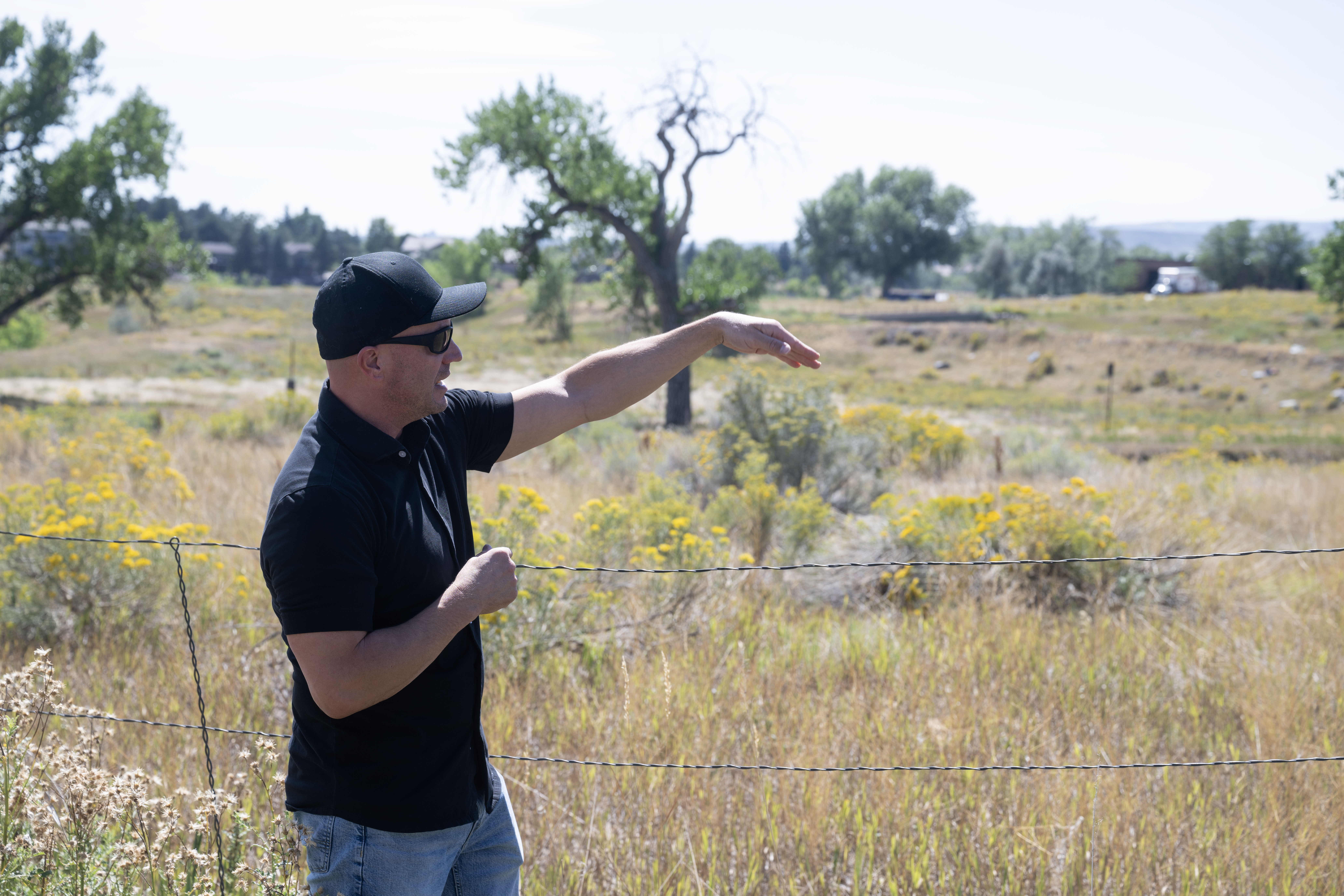 Mike Rawluk discusses the history of the area as he and neighbors engage in a year-long fight to push for a moratorium on a 500,000 square-foot warehouse development at 60th and McIntyre on Thursday, Sept. 12, 2024. (Stephen Swofford, Denver Gazette) (Stephen Swofford Denver Gazette)