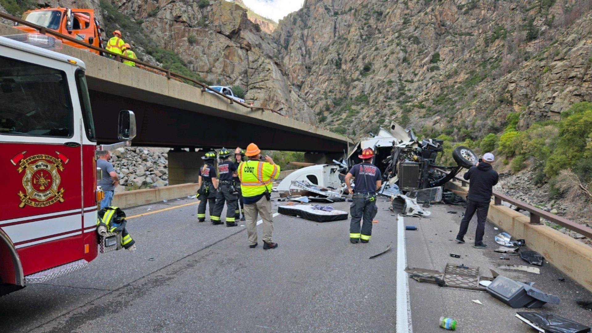 EB I-70 closed in Glenwood Canyon after semi crash