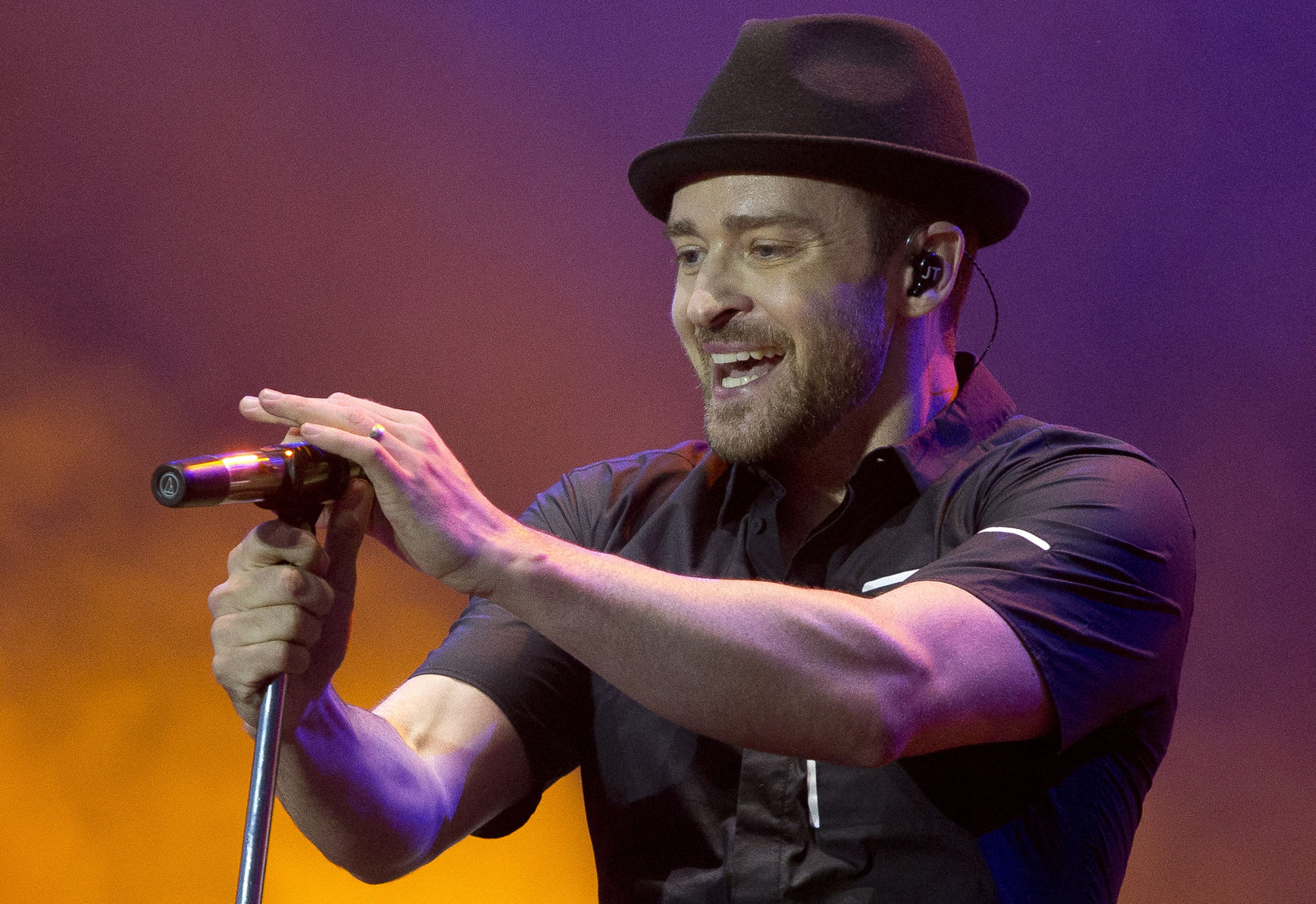 FILE - In this July 12, 2013, file photo, Justin Timberlake performs during the Wireless Festival at the Queen Elizabeth Olympic Park in London. It was announced Tuesday, Sept. 17, 2013 that Justin Timberlake and Macklemore & Ryan Lewis lead the 2013 MTV EMA nominations with five nods each. The 2013 MTV EMAs will be held at Amsterdam's Ziggo Dome on Nov. 10. (Photo by Joel Ryan/Invision/AP, File) (Joel Ryan)