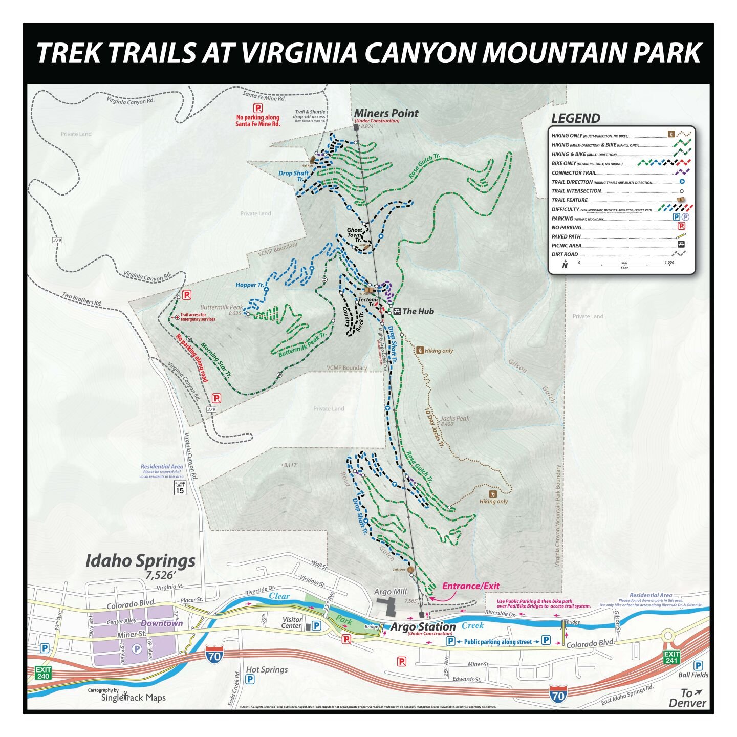 Trail map shows the first mountain bike trail at Trek Trail at Virginia Canyon Mountain Park in Idaho Springs. (Courtesy of Colorado Mountain Bike Association)