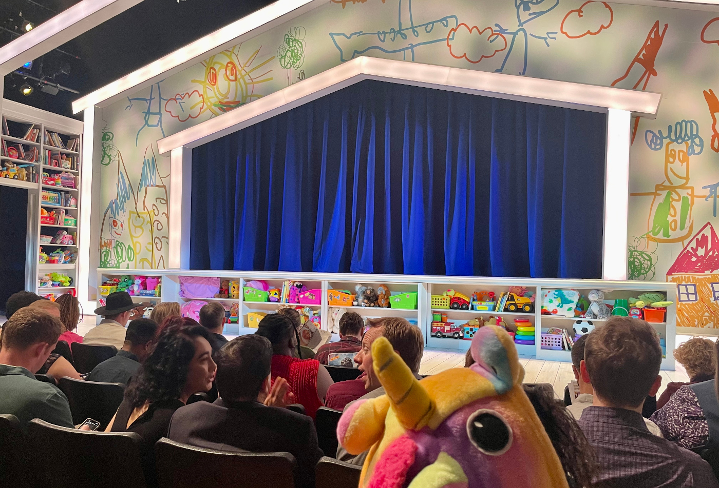 A look at the set of 'That Parenting Musical' just before its opening performance on Sept. 12, 2024, in New York City.