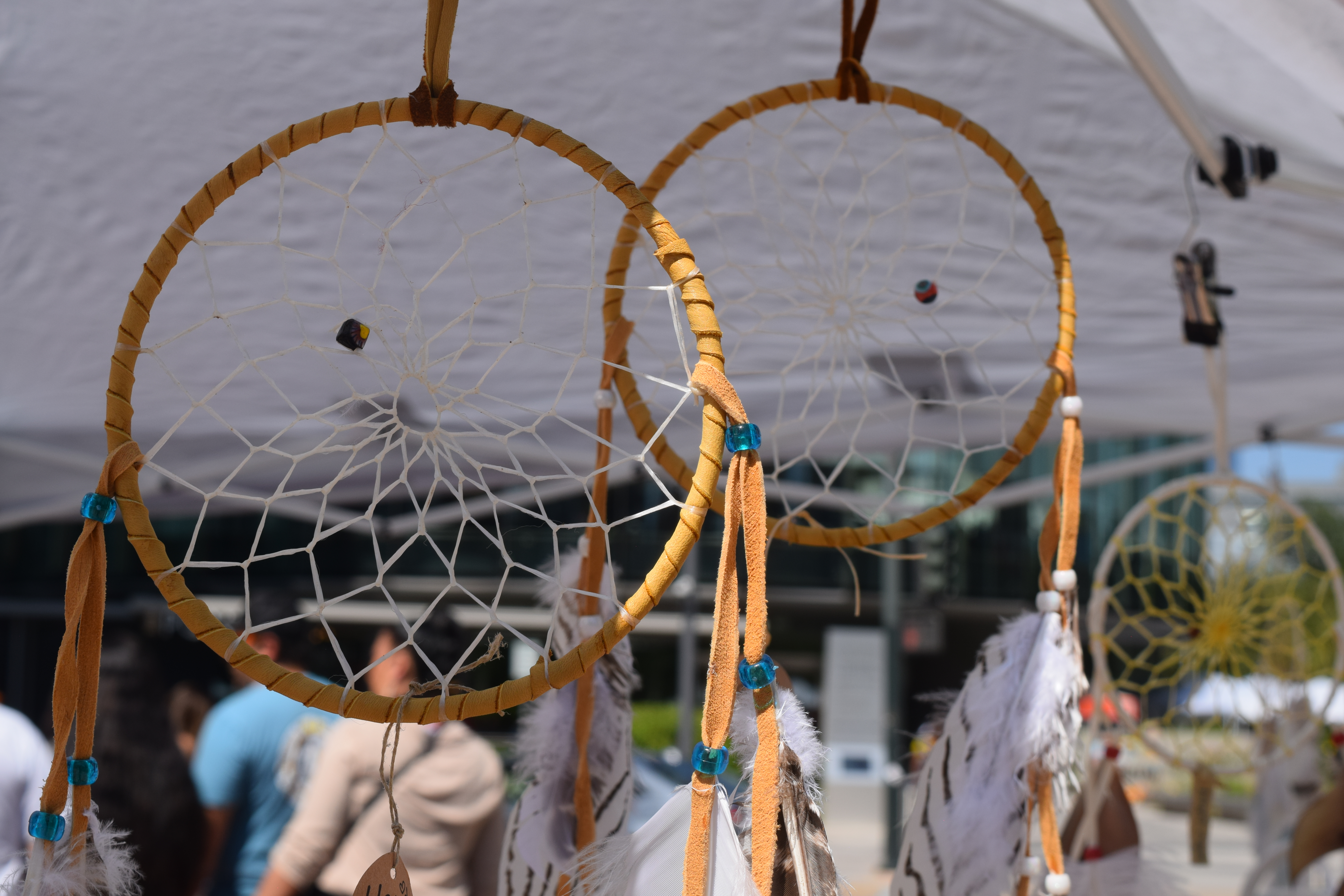 Handmade dreamcatchers made by Colorado local Marjorie Lidalda. Just some of the various Native American goods sold at the Friendship Powwow at the Denver Art Museum on Saturday.