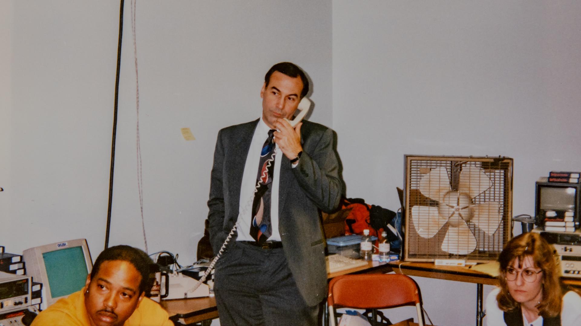 Ward Lucas talks on the telephone. (Credit 9News)