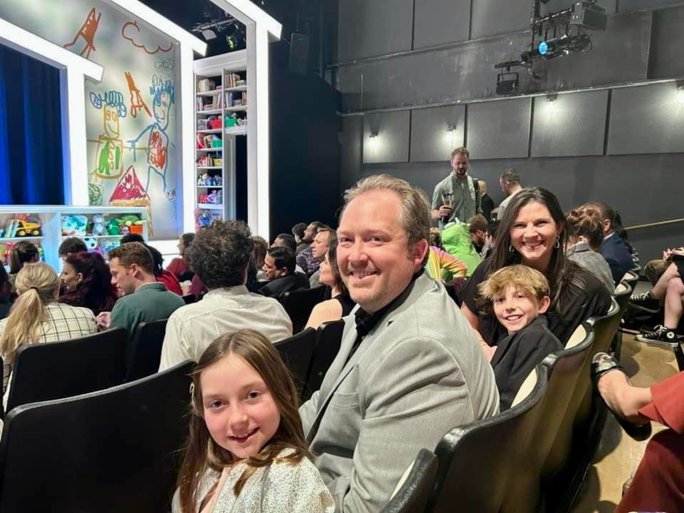 The Fuller family had plenty to celebrate when 'That Parenting Musical' opened off-Broadway on Sept. 12, 2024, in New York City. From left: Sophia, Graham, Daniel and Kristina Fuller. (SHARLA MACY)