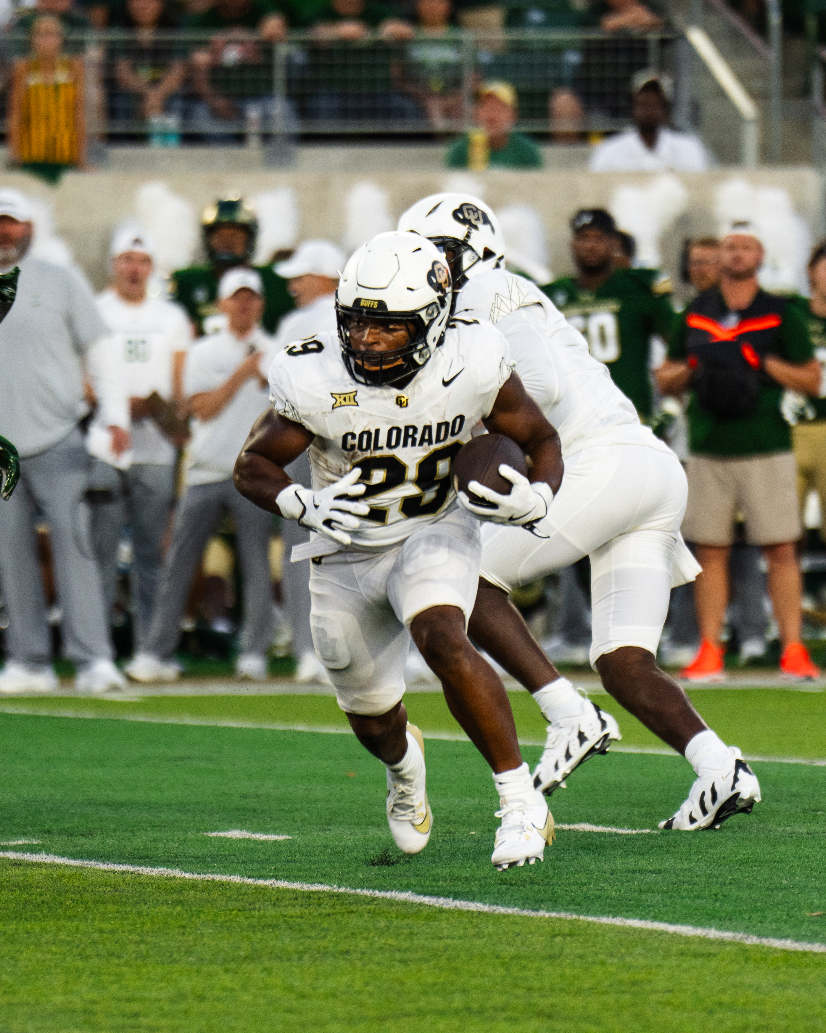 Colorado freshman running back Micah Welch (29) carries the ball during the Rocky Mountain Showdown against Colorado State on Saturday, Sept. 14, 2024 at Canvas Stadium in Fort Collins. (Courtesy of CU Athletics)