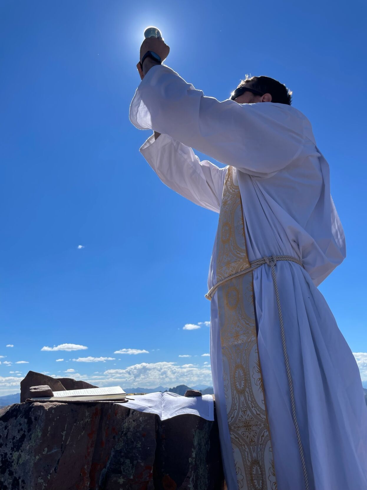 Father Sean Conroy says Mass atop Capitol Peak. Courtesy photo