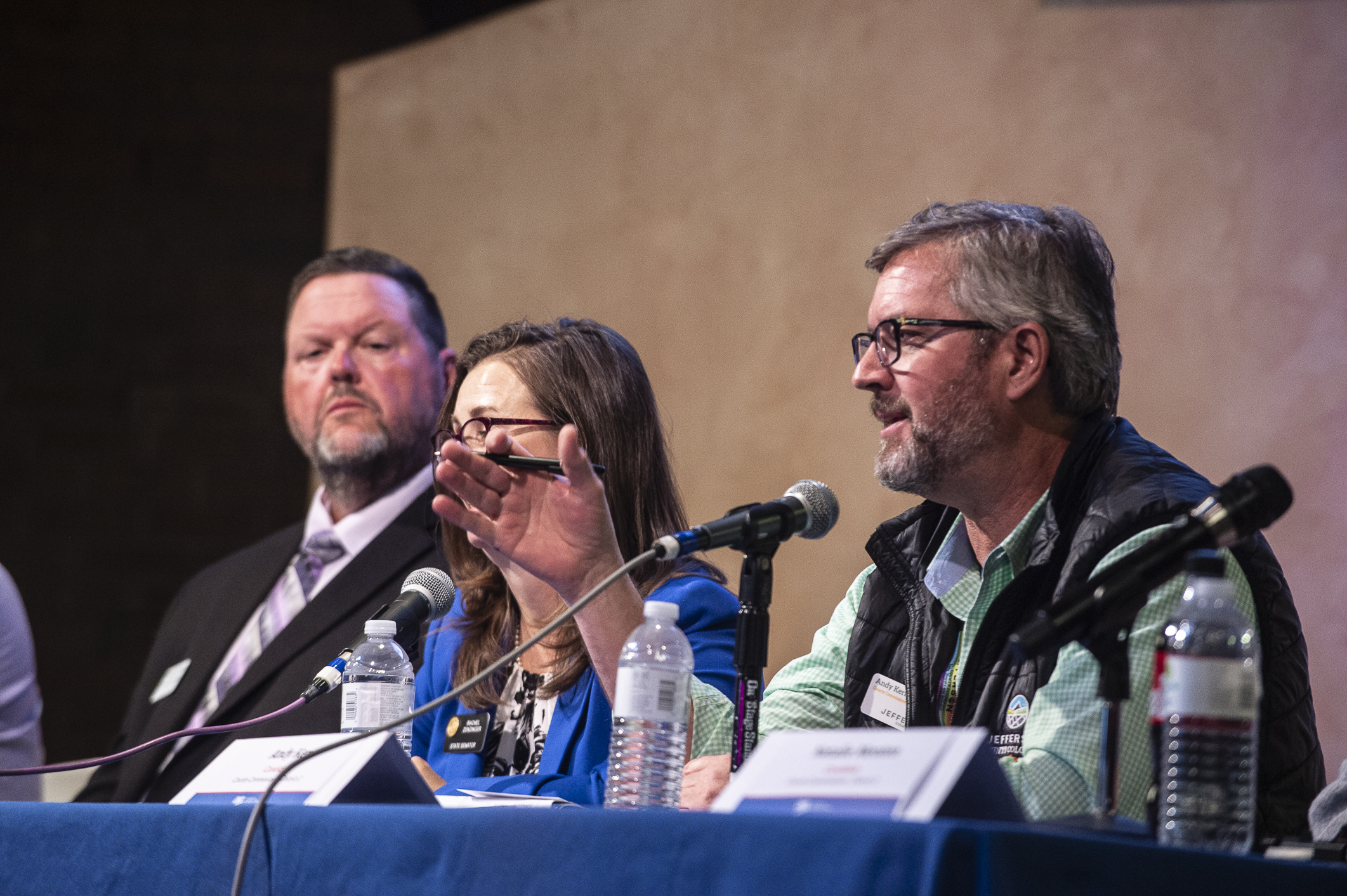 Incumbent, Jefferson County District 2 commissioner Andy Kerr, right, outlines his thoughts on the county's budget woes during a Sept. 26 candidate forum in Golden as District 1 candidate Charlie Johnson, left, look on. (DeborahSmithGeneral Assignment Reporterdeborah.smith@denvergazette.comhttps://denvergazette.com/content/tncms/avatars/5/cb/928/5cb9281a-1916-11ef-a934-ff8eced4f17d.8e406ef28428e7c4f743743e38d7aa35.png)