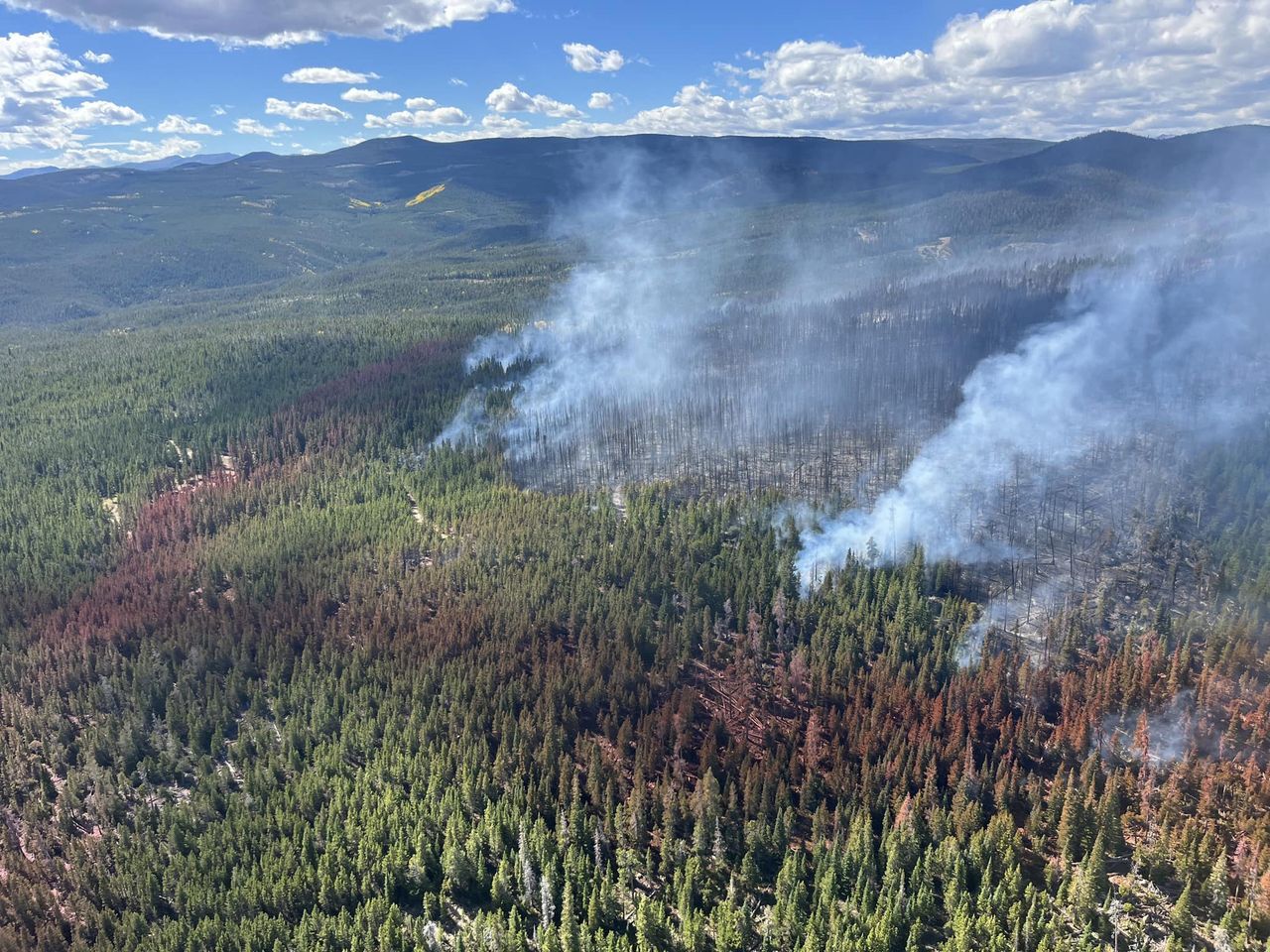 The Pearl Fire has burned 128 acres and is at 5% containment as of Tuesday evening, Sept. 17. (Courtesy U.S. Forest Service)