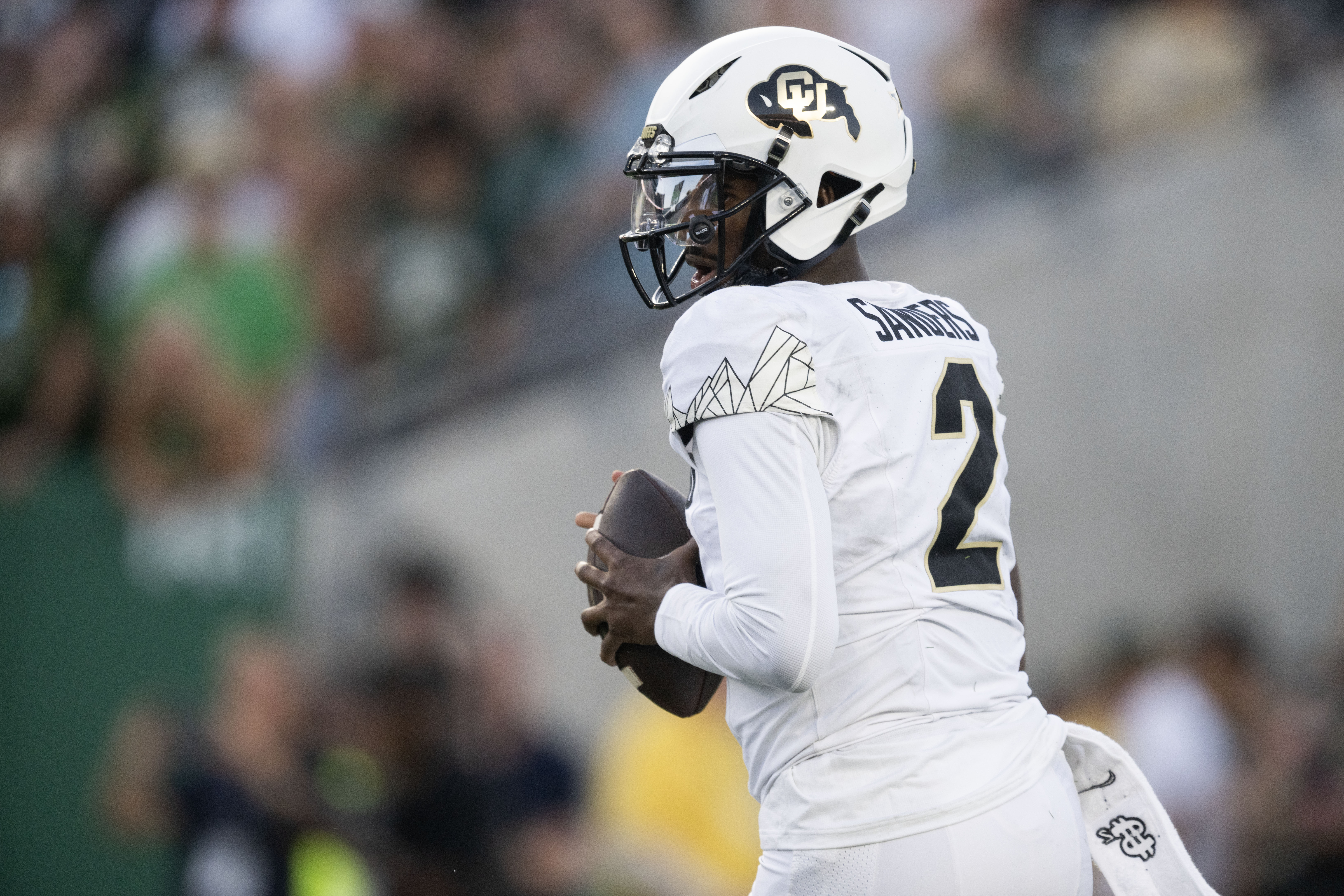 Colorado senior quarterback Shedeur Sanders (2) throws a pass during the first half of the Rocky Mountain Showdown against Colorado State on Sept. 14 at Canvas Stadium in Fort Collins. (Stephen Swofford, The Denver Gazette)