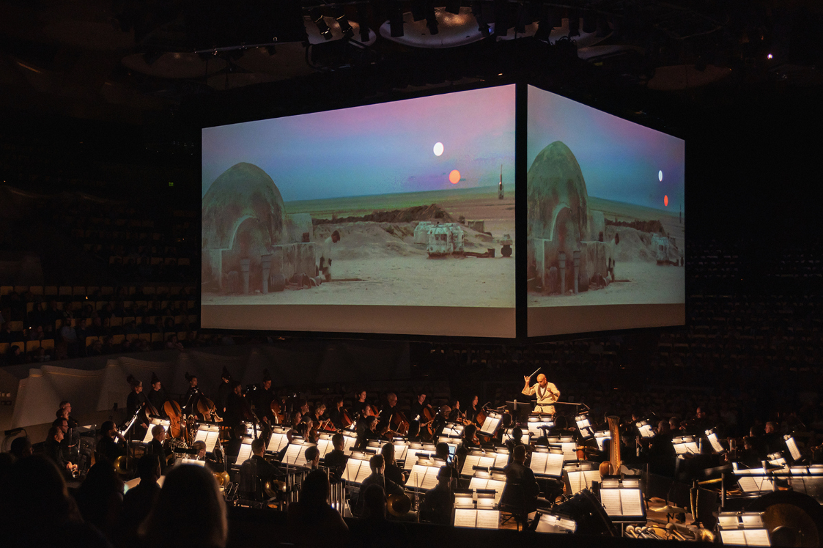 Here's what the audience sees when they attend a live screening of a popular film, set against a live, orchestrated music. (AMANDA TIPTON, COLORADO SYMPHONY)