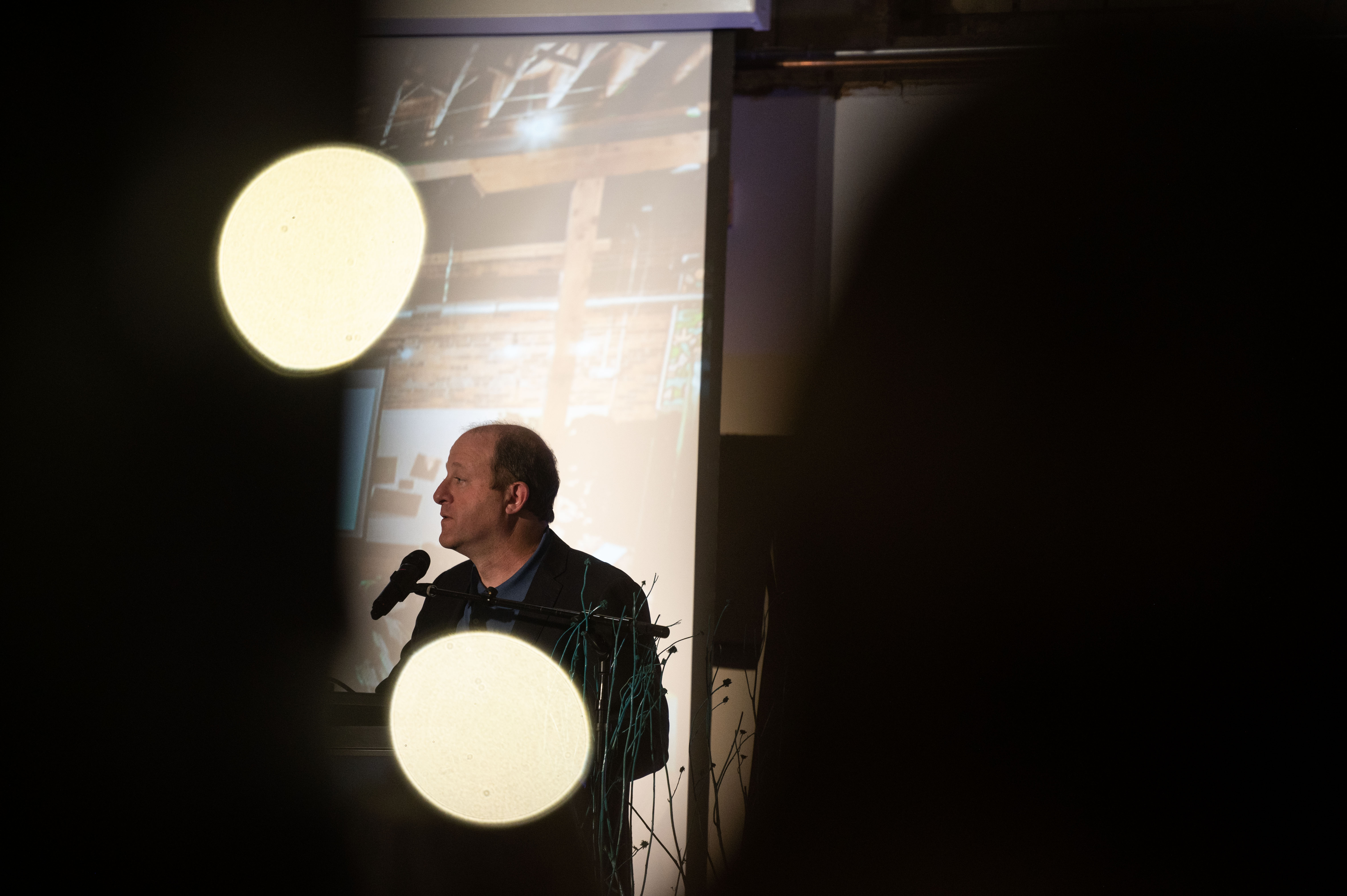 Governor Jared Polis gives a keynote address at the start of Denver Startup Week at the McNichols Building in Denver on Tuesday, Sept. 17, 2024. The governor was co-founder of one of Boulder's first large business accelerators Techstars, which is set to relocate its base to NYC, a move that sparked worries in the local startup community. (Stephen Swofford, Denver Gazette) (Stephen Swofford Denver Gazette)