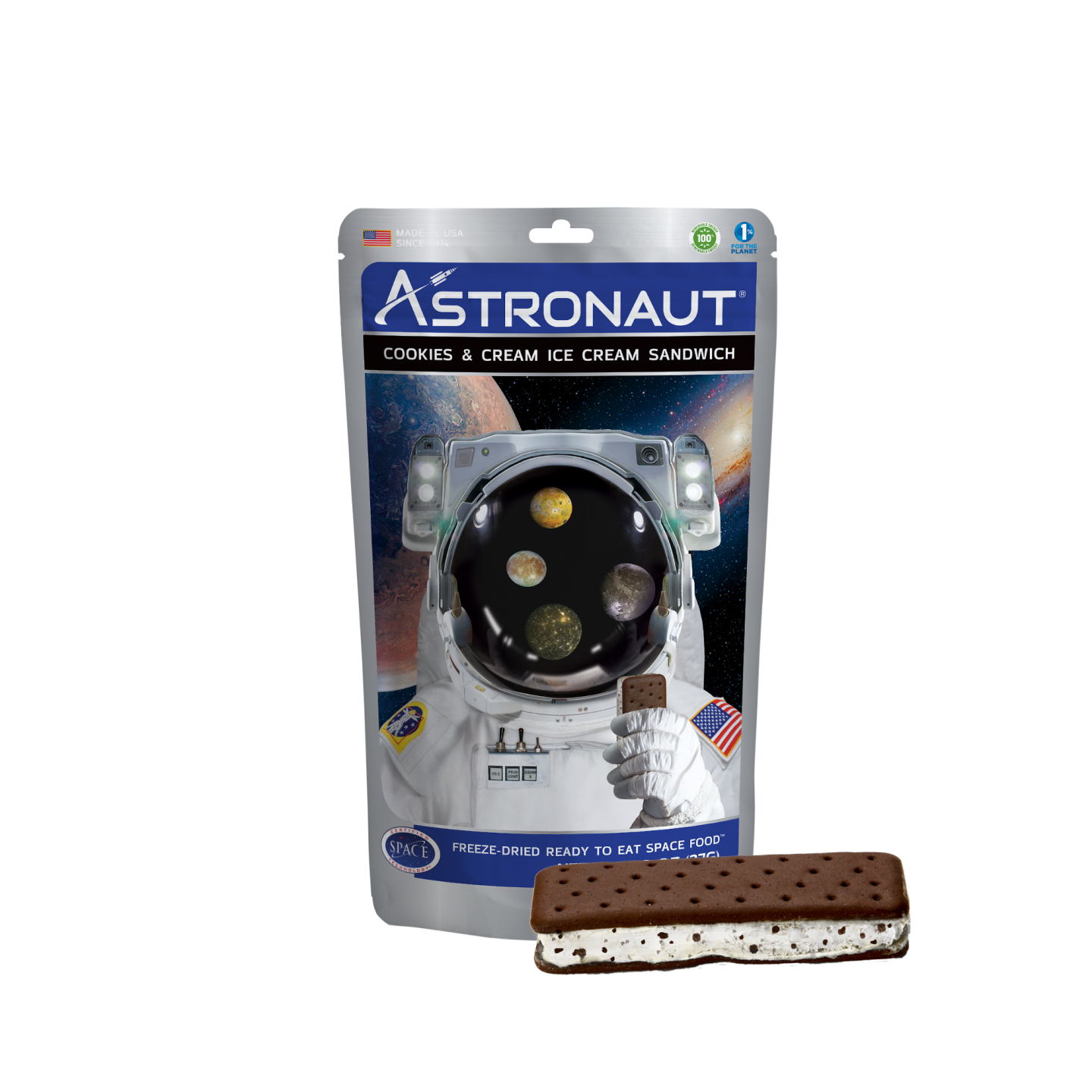 With 98% of the liquid removed, Astronaut ice cream sandwiches are crunchy. (Courtesy of Astronaut Foods)