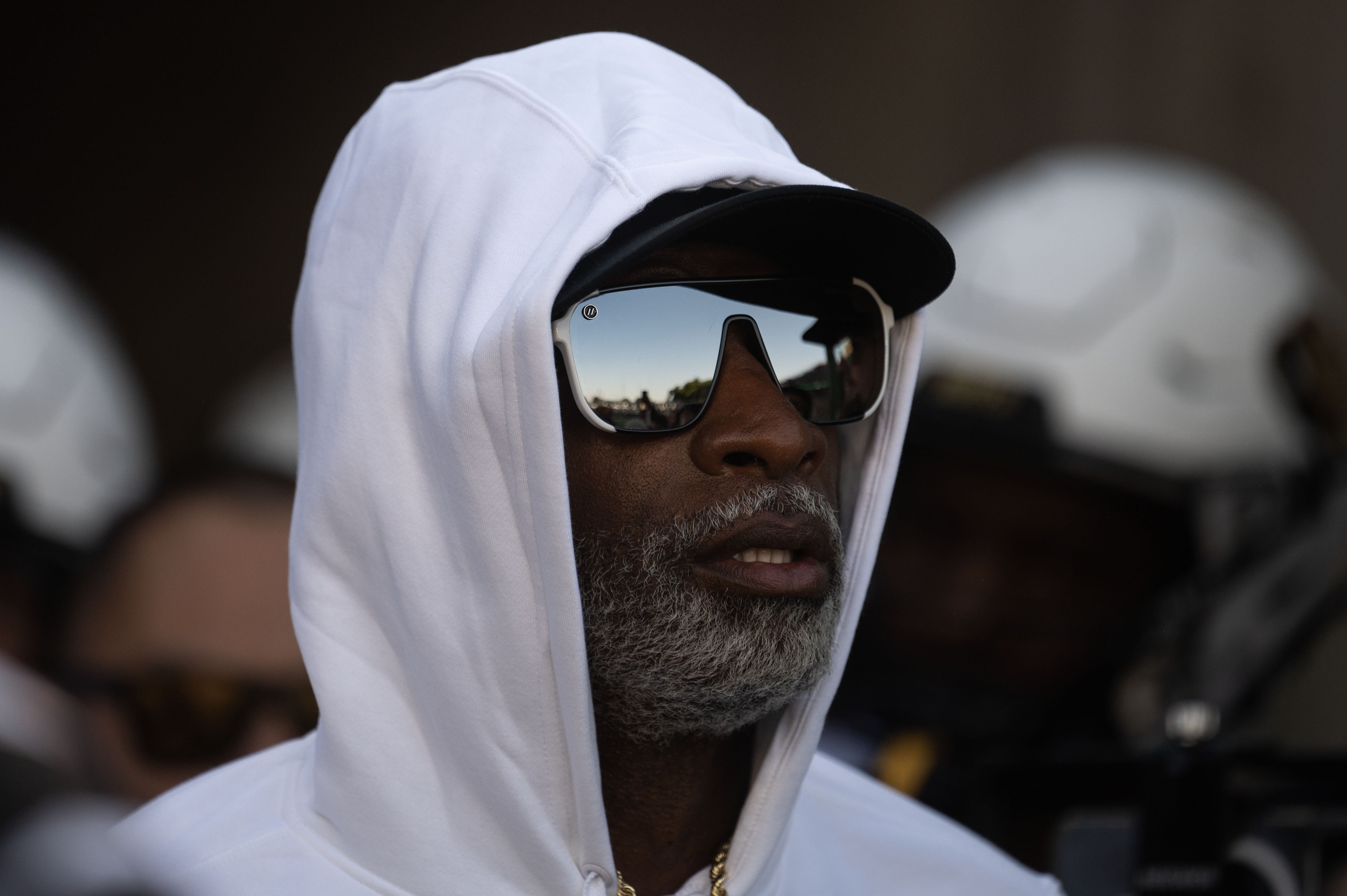 Colorado coach Deion Sanders gets ready to take the field before the start of the Rocky Mountain Showdown vs. Colorado State on Saturday, Sept. 14, 2024 at Canvas Stadium in Fort Collins. (Stephen Swofford, Denver Gazette) (Stephen Swofford Denver Gazette)