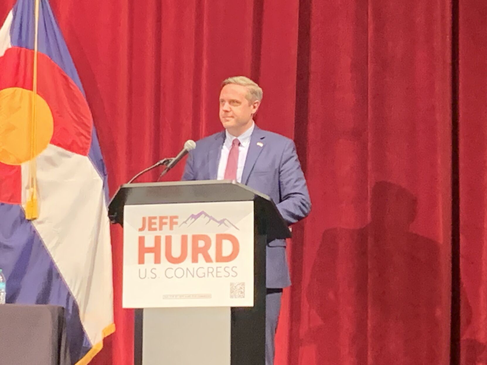 Jeff Hurd, Republican candidate for Congressional District 3, at Club 20's debate day event in Grand Junction on Sept. 21. It was the first debate between the two candidates. (MarianneGoodlandmarianne.goodland@coloradopolitics.comhttps://secure.gravatar.com/avatar/125a14b7bd9266f61a445ec13b1d3605?d=mm&r=g)