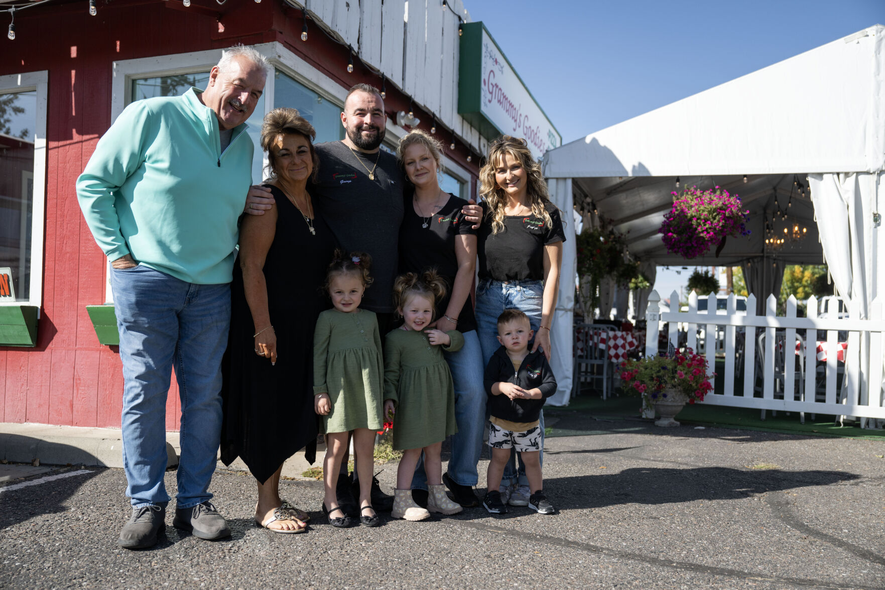 The Corder family, from left, Jeff, Vickie, Ellie Jo, 4, George, Stella Lu, 3, Joeylyn, and baby George, 2, pose for a photo outside Grammy’s Goodies this month in Wheat Ridge on Thursday, Oct. 3. (StephenSwoffordPhotographerstephen.swofford@gazette.comhttps://secure.gravatar.com/avatar/1ddcaf11c5d70eaa58546ddc4e038687?d=mm&r=g)