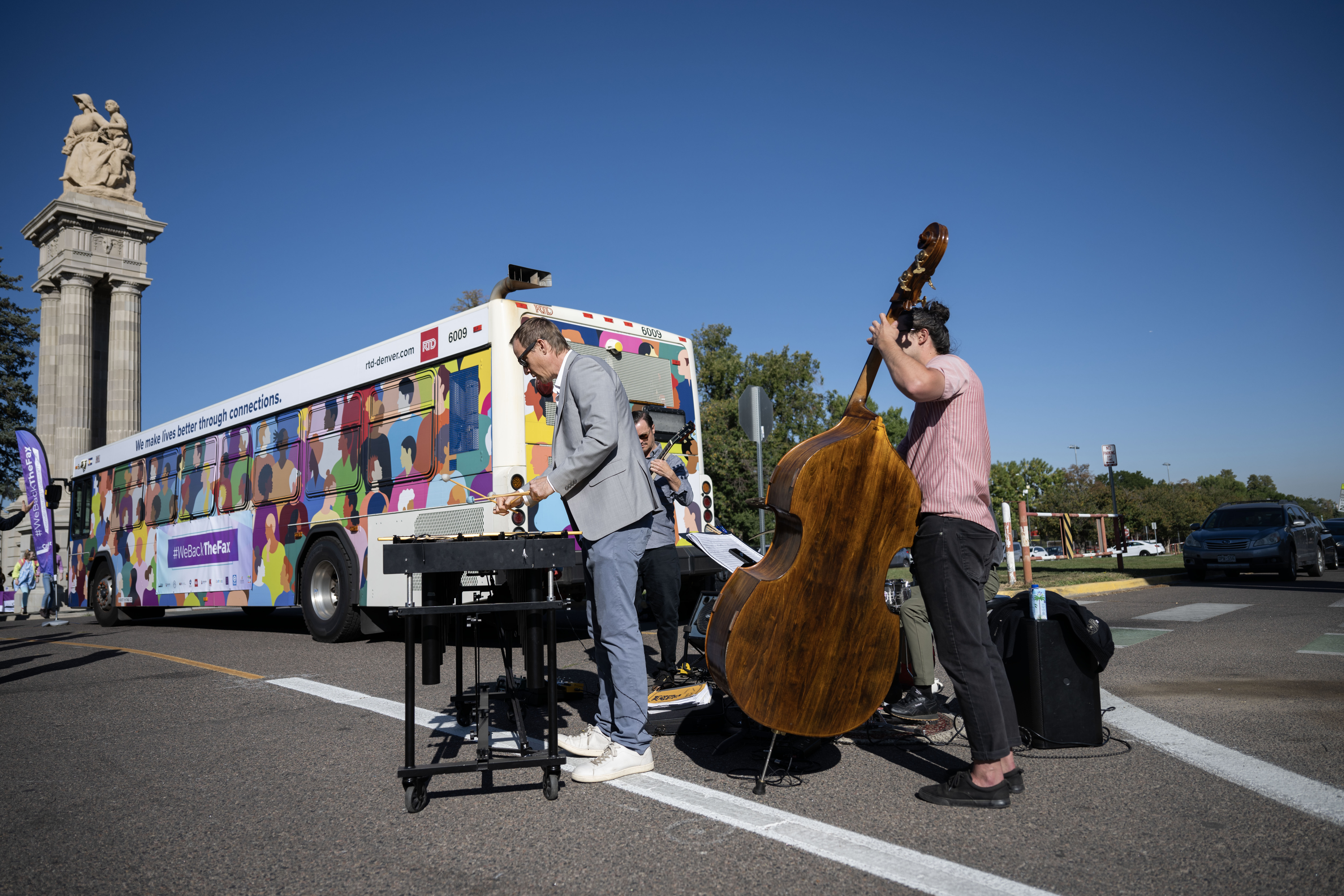 Performers entertain the guests before speakers take the stage during the groundbreaking ceremony on Friday, Oct. 4, 2024 for a $280M transit improvement project that will introduce Denver’s first bus rapid transit project to transform how bus service operates on East Colfax Avenue. (Stephen Swofford, Denver Gazette) (StephenSwoffordPhotographerstephen.swofford@gazette.comhttps://secure.gravatar.com/avatar/1ddcaf11c5d70eaa58546ddc4e038687?d=mm&r=g)