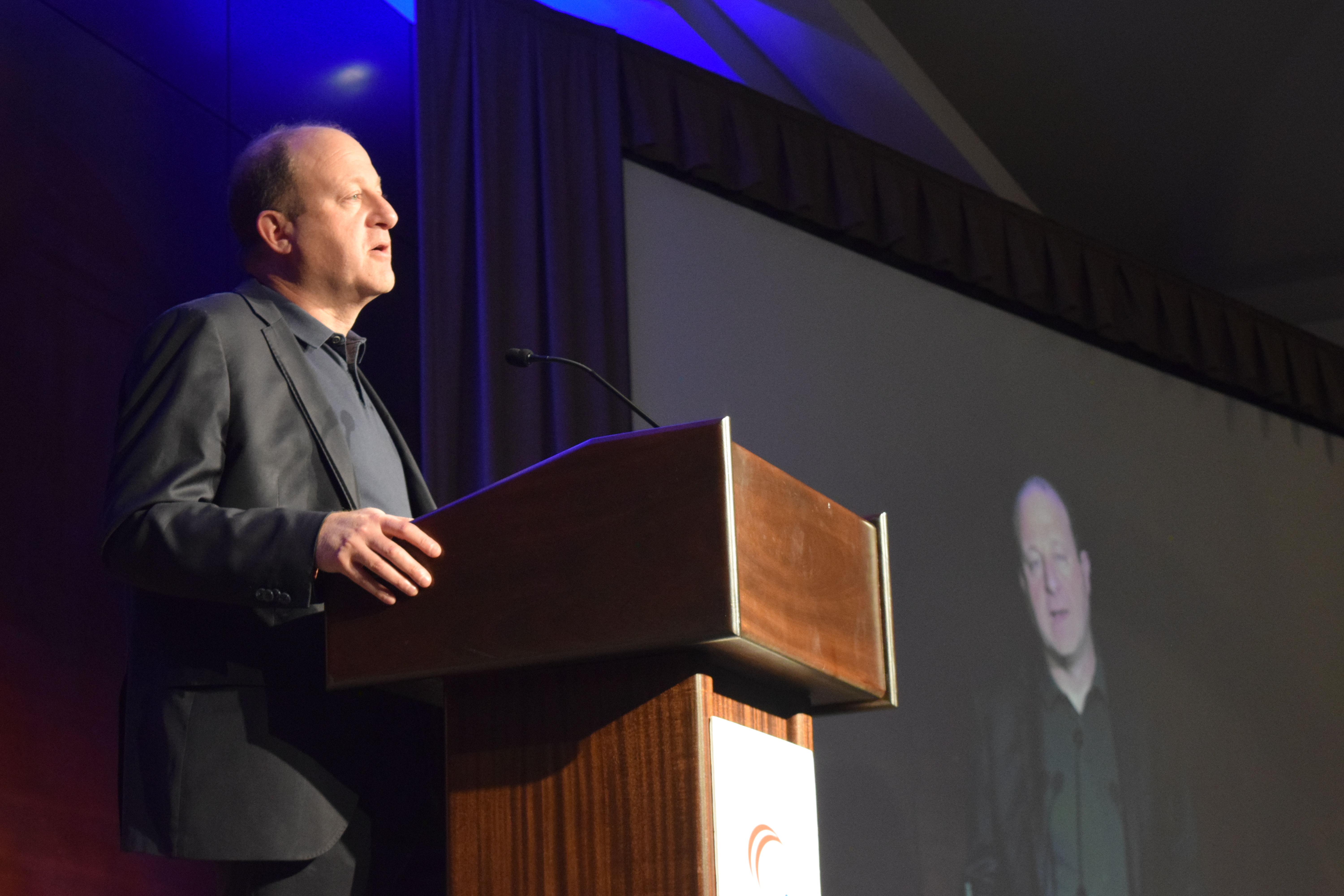 Gov. Jared Polis delivered the keynote speech at the Colorado Chamber of Commerce's annual “Coolest Thing Made in Colorado” contest on Thursday.