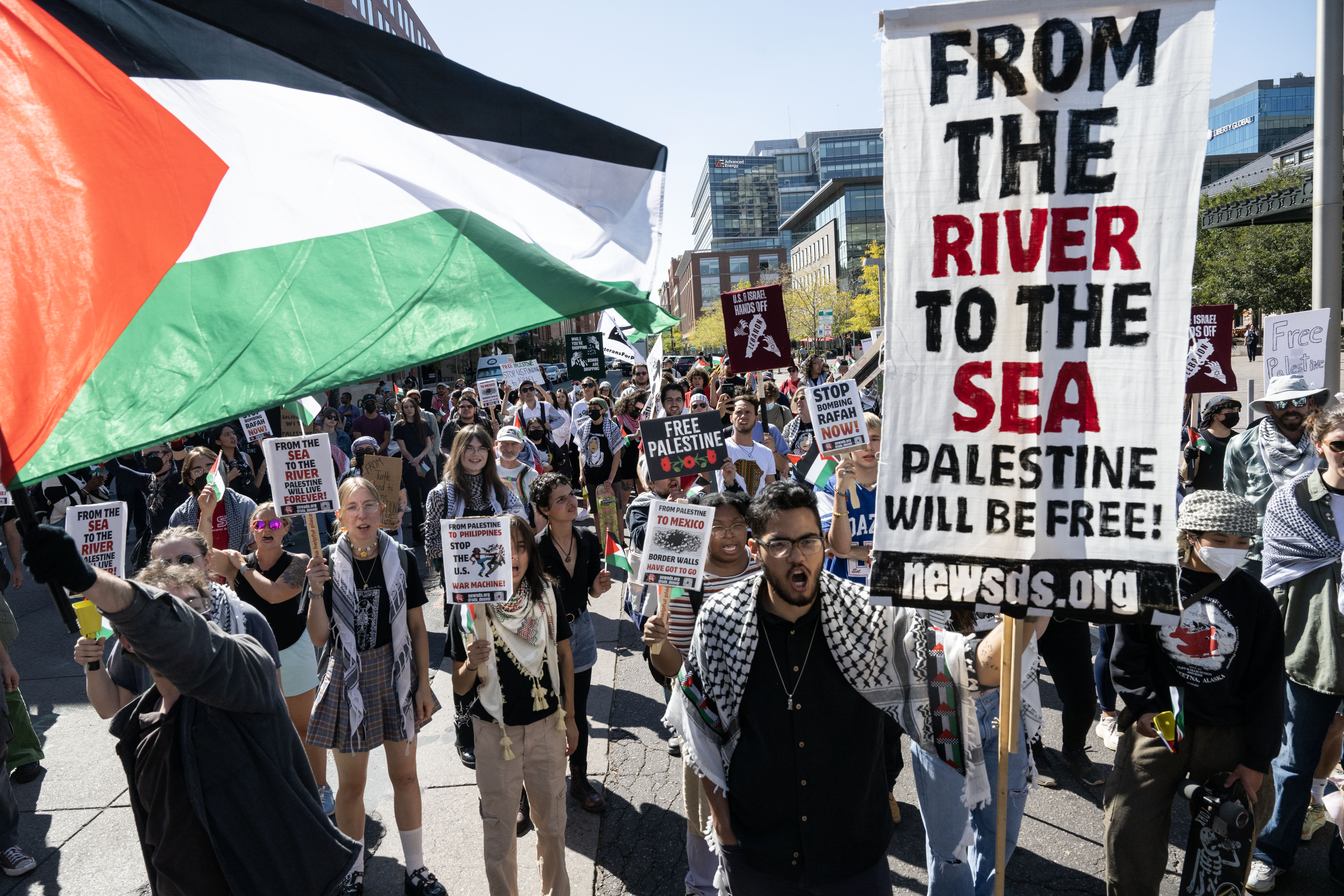 FILE PHOTO: Protesters march from Auraria campus to Union station during a school walk-out calling for divestment from Israel and an end to the conflict in Palestine on Monday, Oct. 7, 2024. (Stephen Swofford, Denver Gazette) (StephenSwoffordPhotographerstephen.swofford@gazette.comhttps://secure.gravatar.com/avatar/1ddcaf11c5d70eaa58546ddc4e038687?d=mm&r=g)
