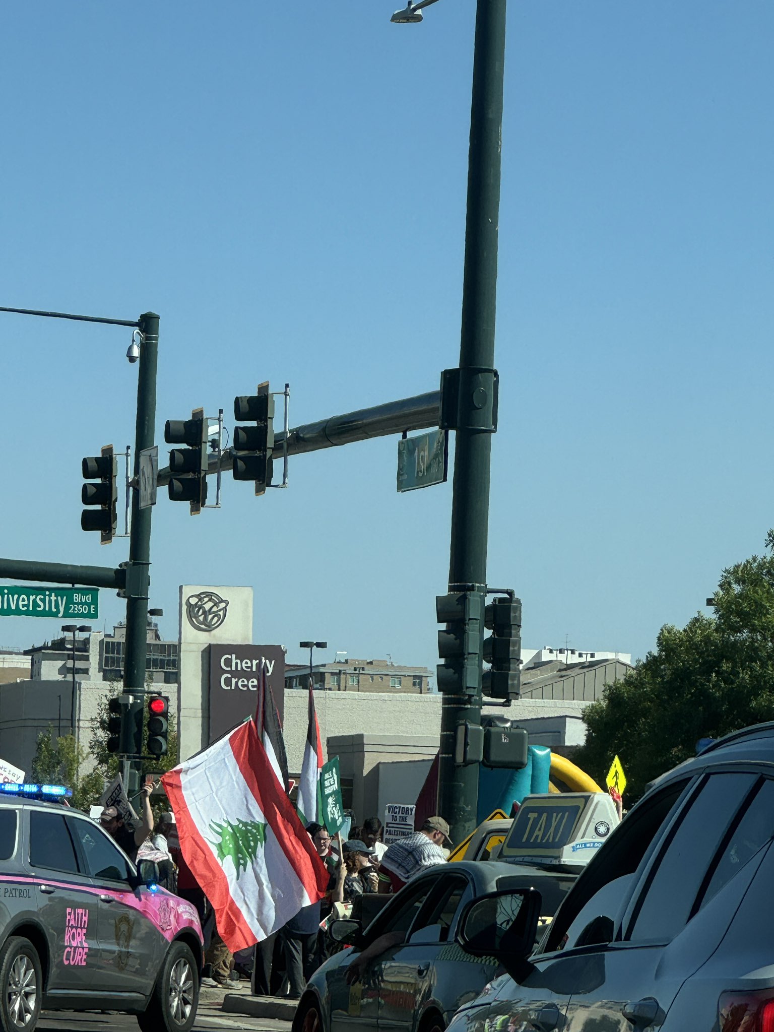 Pro-Palestinian protesters hold up traffic in Cherry Creek