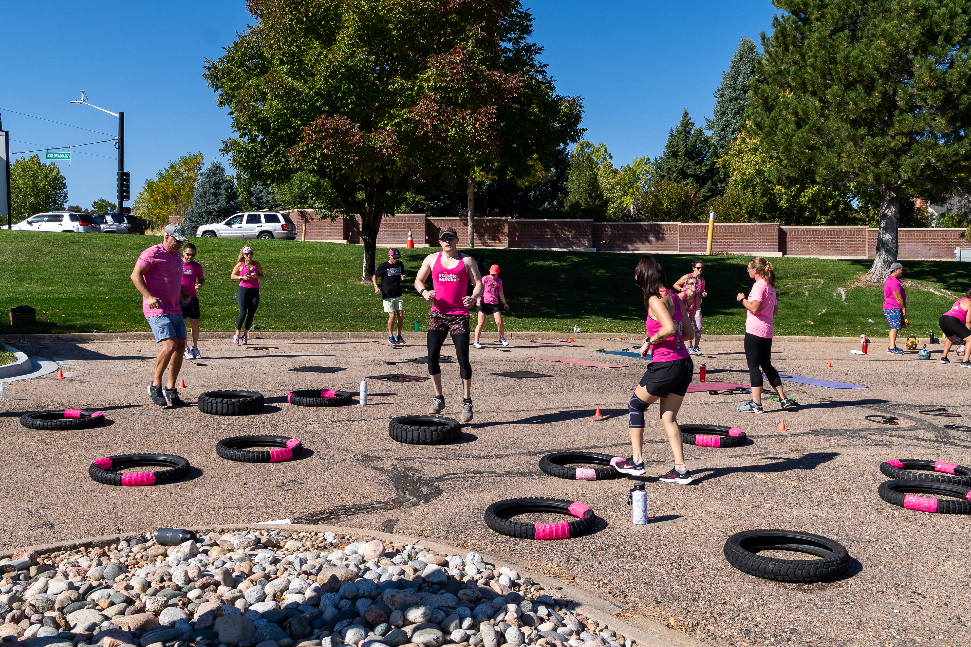 Brewery Boot Camp for Breast Cancer 2024 participants working out in a Centennial parking lot Oct. 5, 2024. (Courtesy photo, Sunfire Photos)