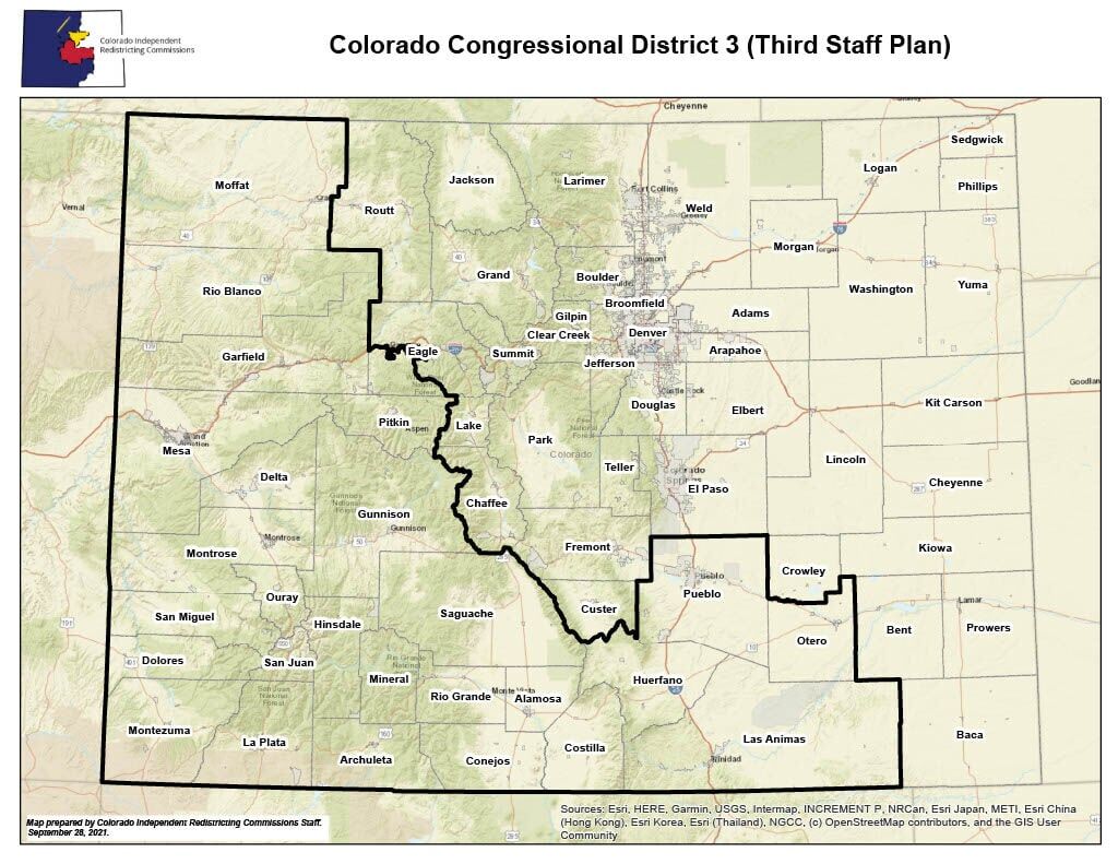 Colorado's 3rd Congressional District Map. (Source: Colorado Independent Redistricting Commissions).