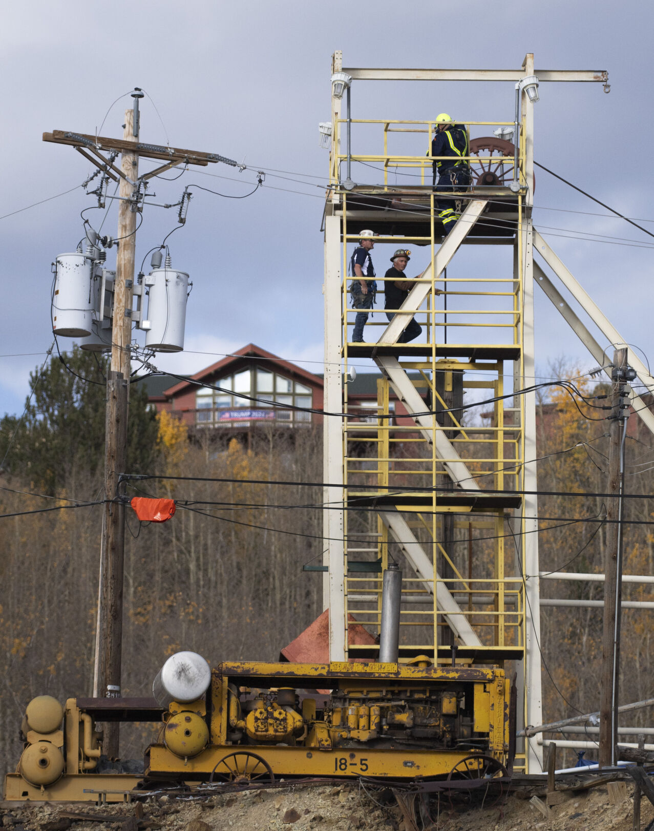 First responders work the scene on Thursday at Mollie Kathleen Gold Mine in Cripple Creek, after one person died during a tour of the mine. (Arthur H. Trickett-Wile, pikes peak courier)