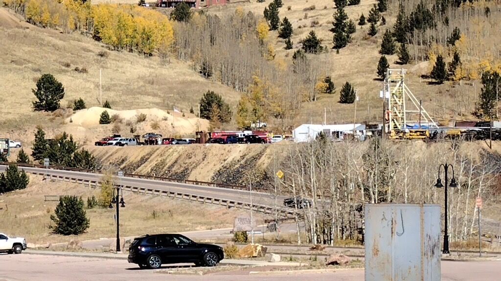 The scene at the Mollie Kathleen Gold Mine Thursday after reports of an incident and possibly trapped tourists. (Doug Fitzgerald, the gazette)