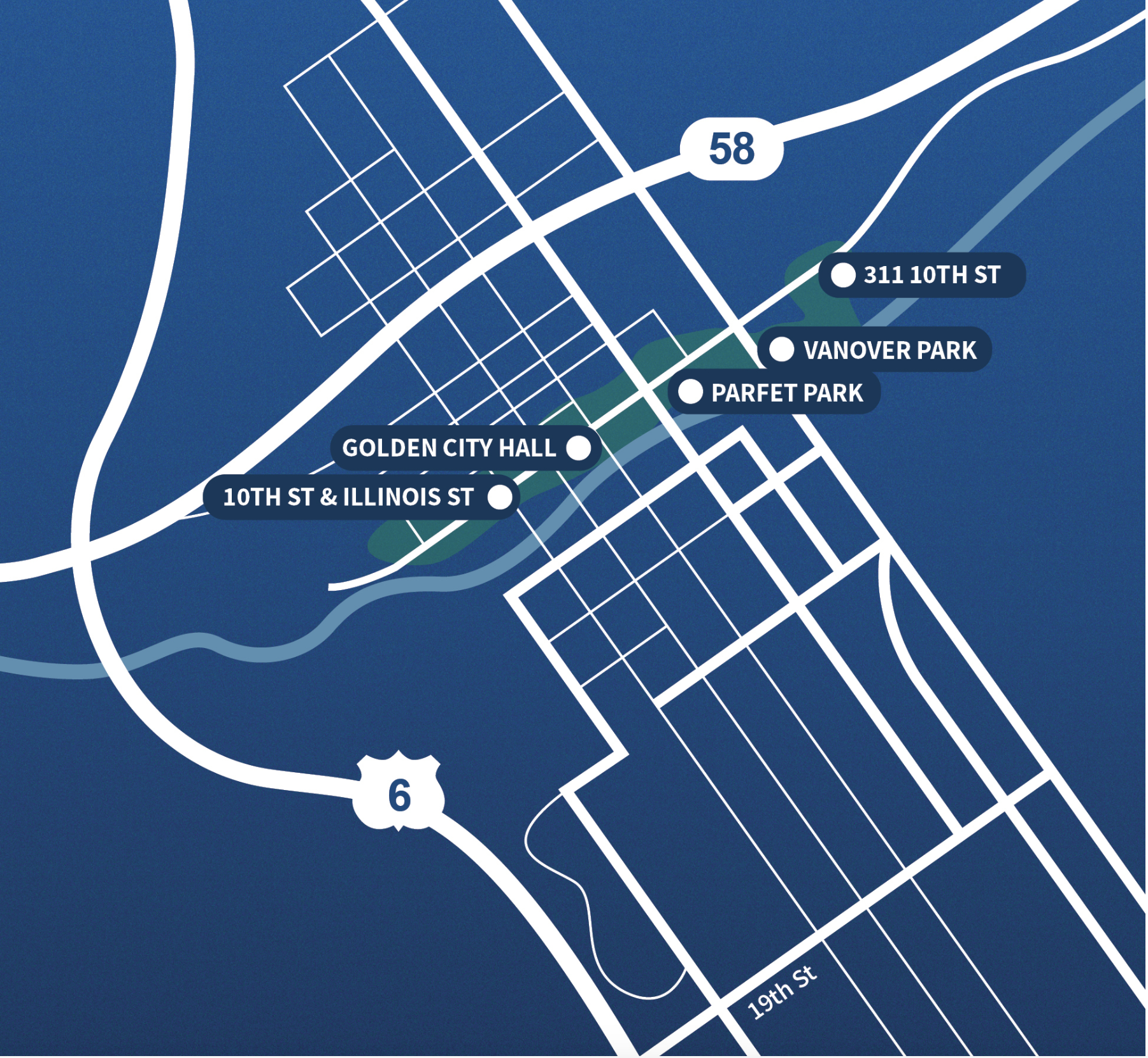 A simplified map of where Golden's new city hall and police headquarters is planned. (Guiding Golden)