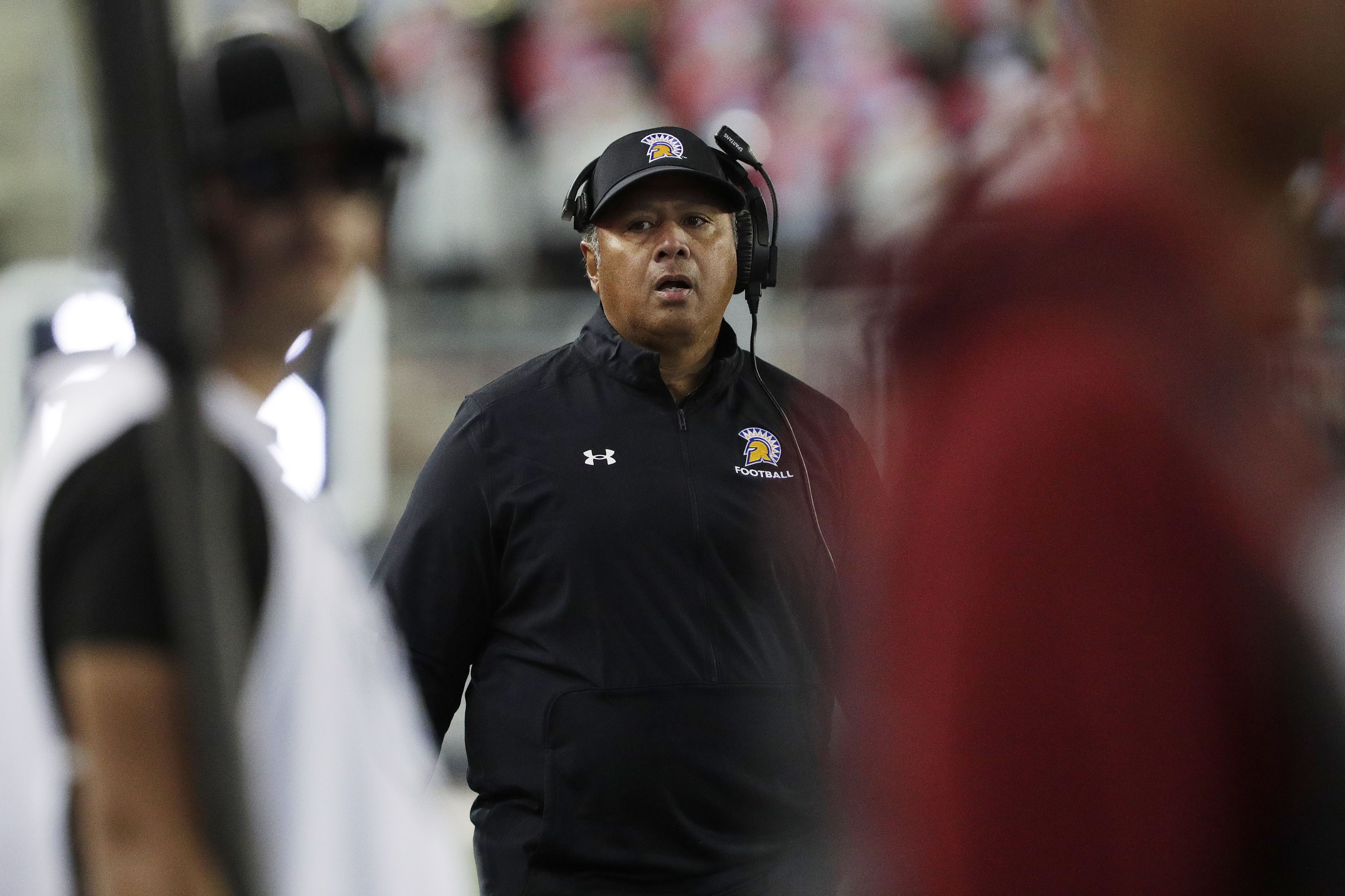 San Jose State head coach Ken Niumatalolo walks on the sideline during the second half of an NCAA college football game against Washington State, Friday, Sept. 20, 2024, in Pullman, Wash. (AP Photo/Young Kwak) (Young Kwak)