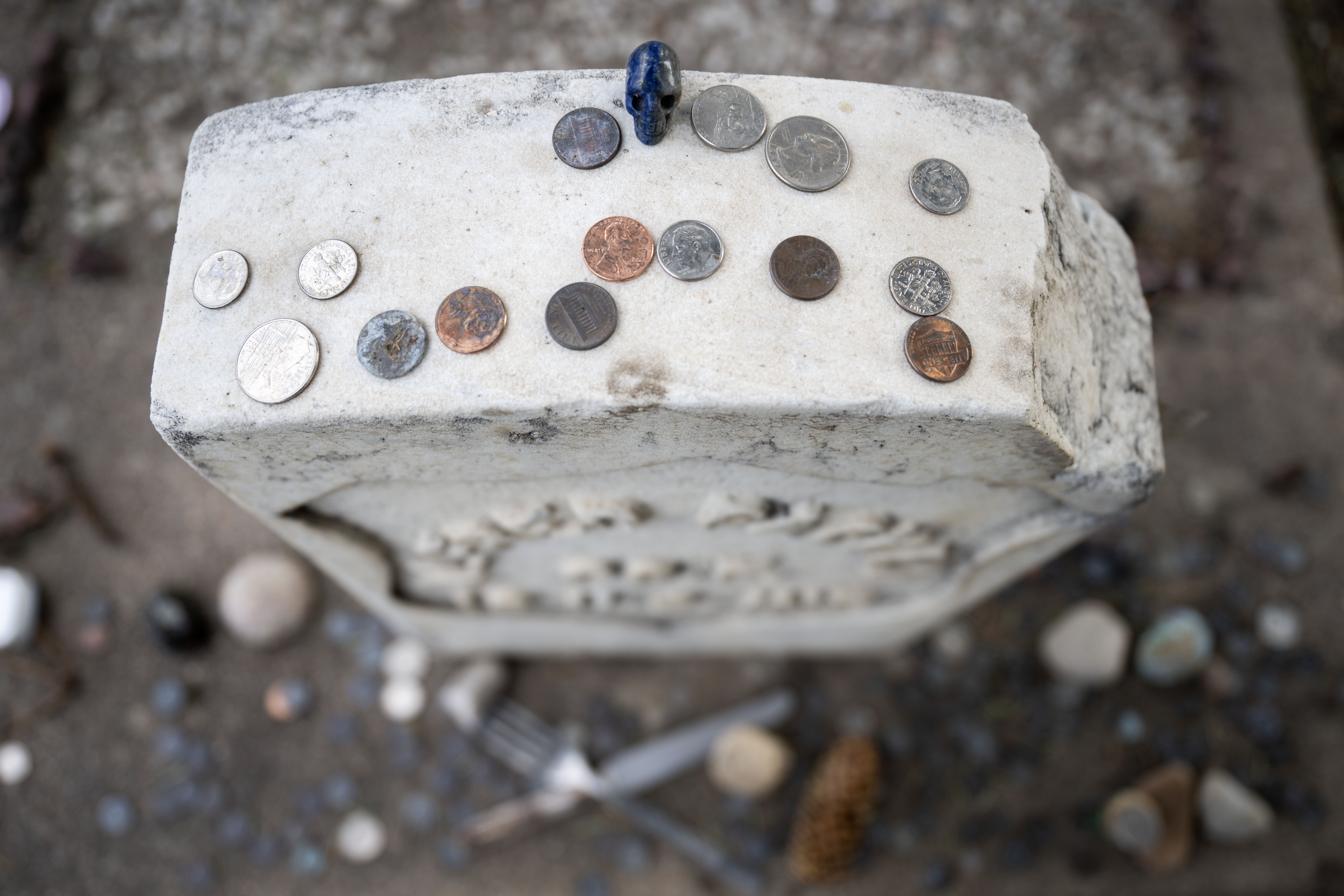 Alfred Packer is the only man in US History to be convicted of a crime related to Cannibalism. His headstone lies in the Littleton Cemetery, where people leave coins and trinkets such as silverware, painted stones, and occasionally chicken bones. (Stephen Swofford, Denver Gazette) (Stephen Swofford Denver Gazette)