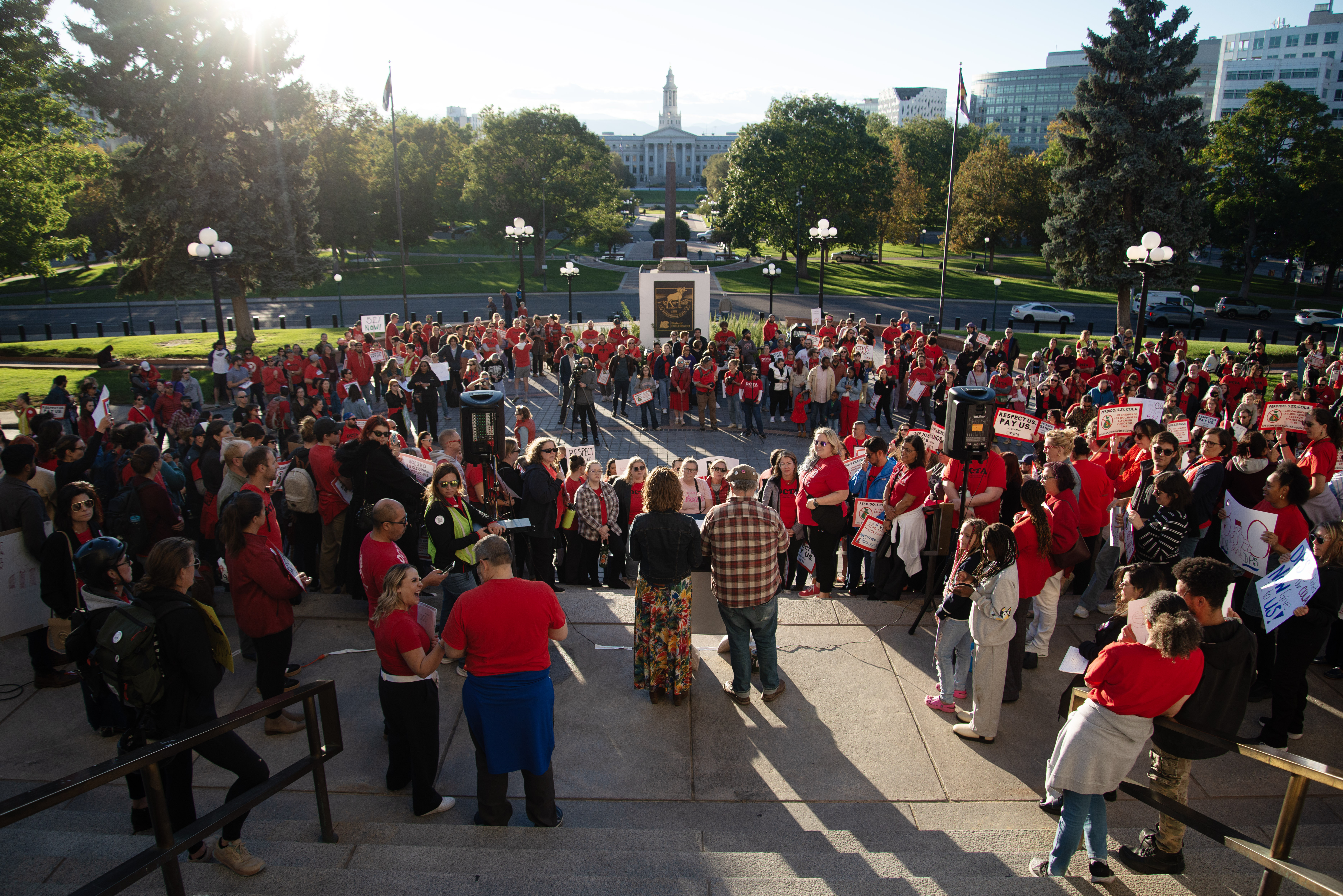 Hundreds of educators and Denver Teachers Classroom Association (DTCA) members attend a rally and march to the Denver Public Schools Emily Griffith Campus during a school board meeting to protest an agreed upon cost of living raise agreement from 2022 DTCA members say the school district has yet to enact on Monday, Oct. 21, 2024. (TomHellauerMultimedia Producertom.hellauer@denvergazette.comhttps://denvergazette.com/content/tncms/avatars/f/9e/622/f9e6228a-3b6b-11ed-bf10-fbb71fa8e421.f54b911252c540f1d61709edc4727a39.png)