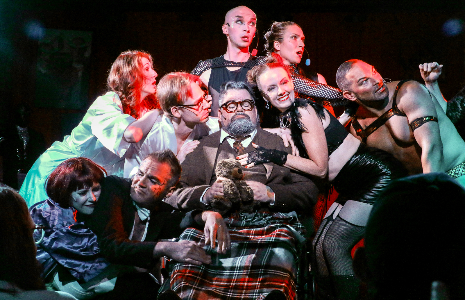 The cast of Beehive Productions' 'Rocky Horror Show,' which played Tuesdays, Wednesdays and Halloween night at the Comedy Improv in Northfield. (JOHN MOORE, THE DENVER GAZETTE)