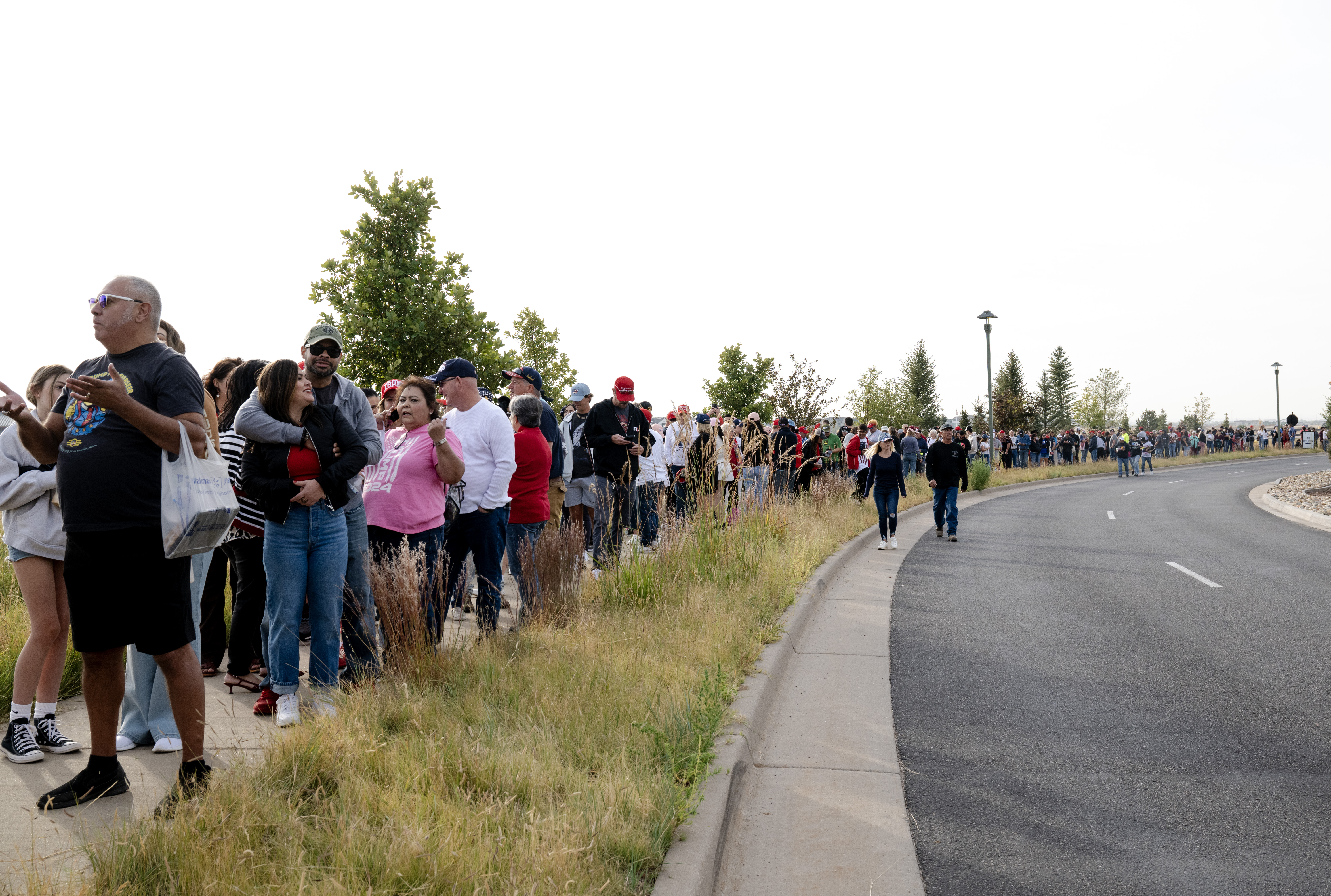 Thousands of people wait in line for entry into a Trump campaign rally at the Gaylord Rockies Resort and Convention Center, Friday, Oct. 11, 2024, in Aurora, Colo. (Parker Seibold, The Gazette) (Parker Seibold, The Gazette)