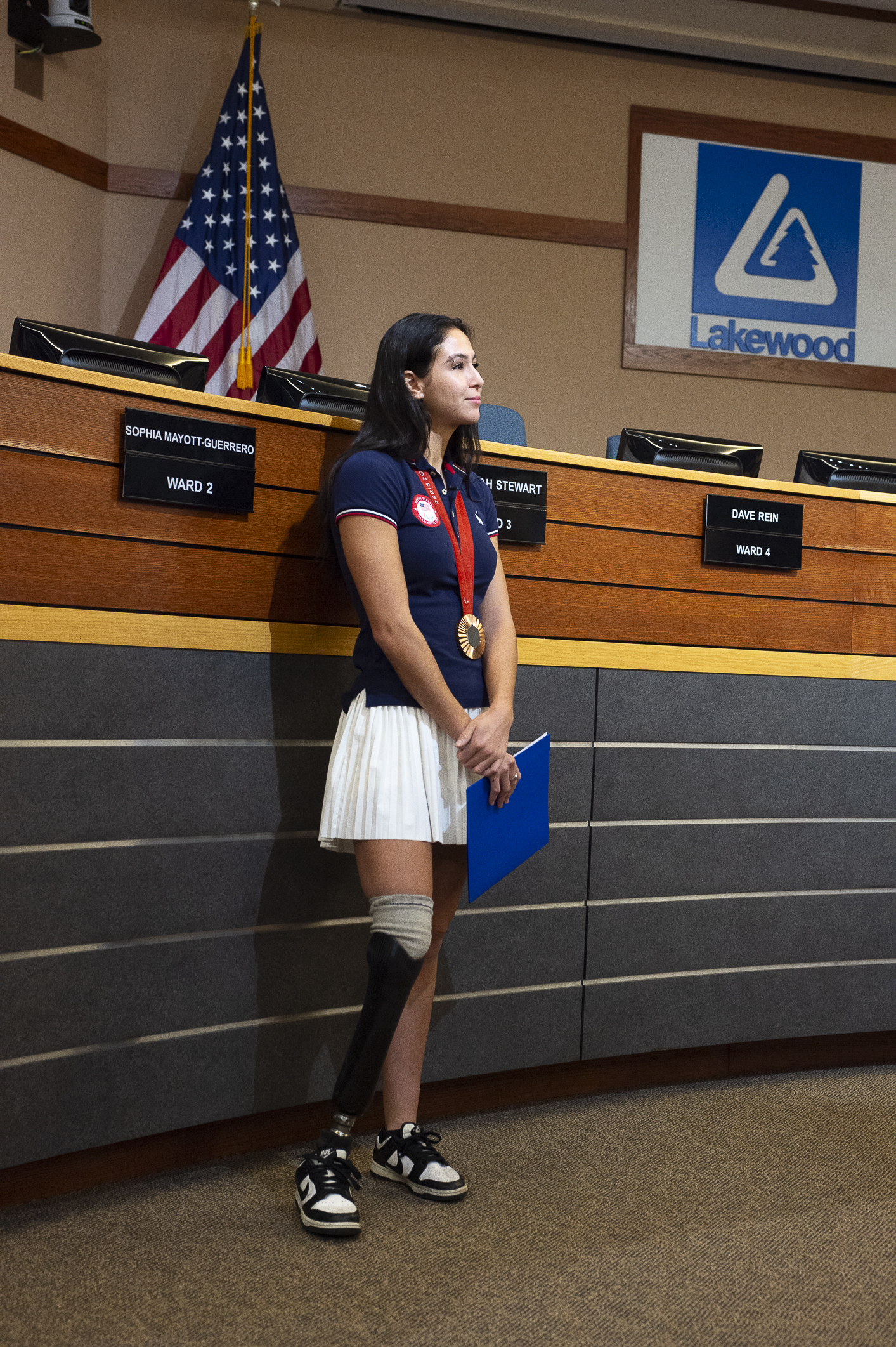Paralympic bronze medalist Beatriz Hatz waits to address audience members on Monday, Oct. 28 as she joins Lakewood Mayor Wendi Storm for an official jersey signing at Lakewood City Council Chambers. (DeborahSmithGeneral Assignment Reporterdeborah.smith@denvergazette.comhttps://denvergazette.com/content/tncms/avatars/5/cb/928/5cb9281a-1916-11ef-a934-ff8eced4f17d.8e406ef28428e7c4f743743e38d7aa35.png)