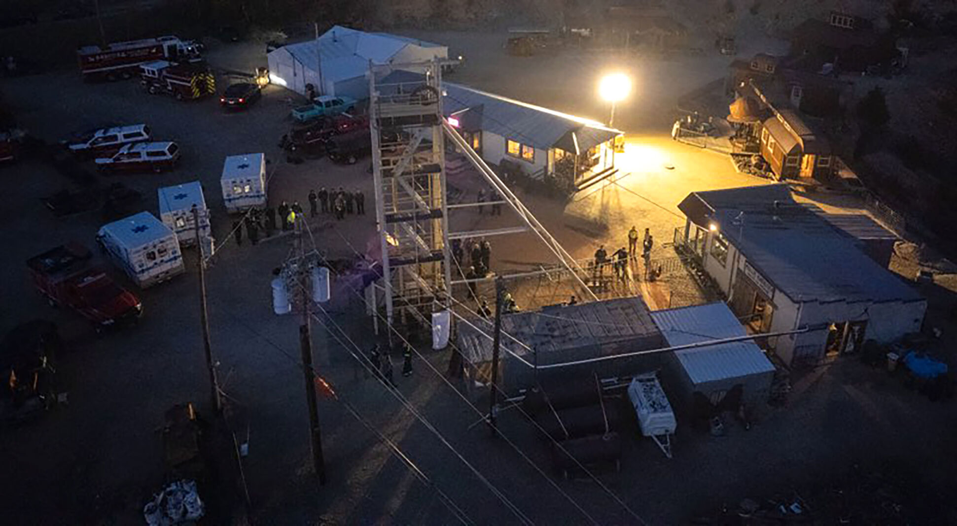 A winch brings up trapped mine visitors Thursday at the Mollie Kathleen Gold Mine in Cripple Creek. One person died and 12 were trapped at 1,000 feet below the surface for more than 6 hours. (Arthur Trickett-Wile, The Gazette)